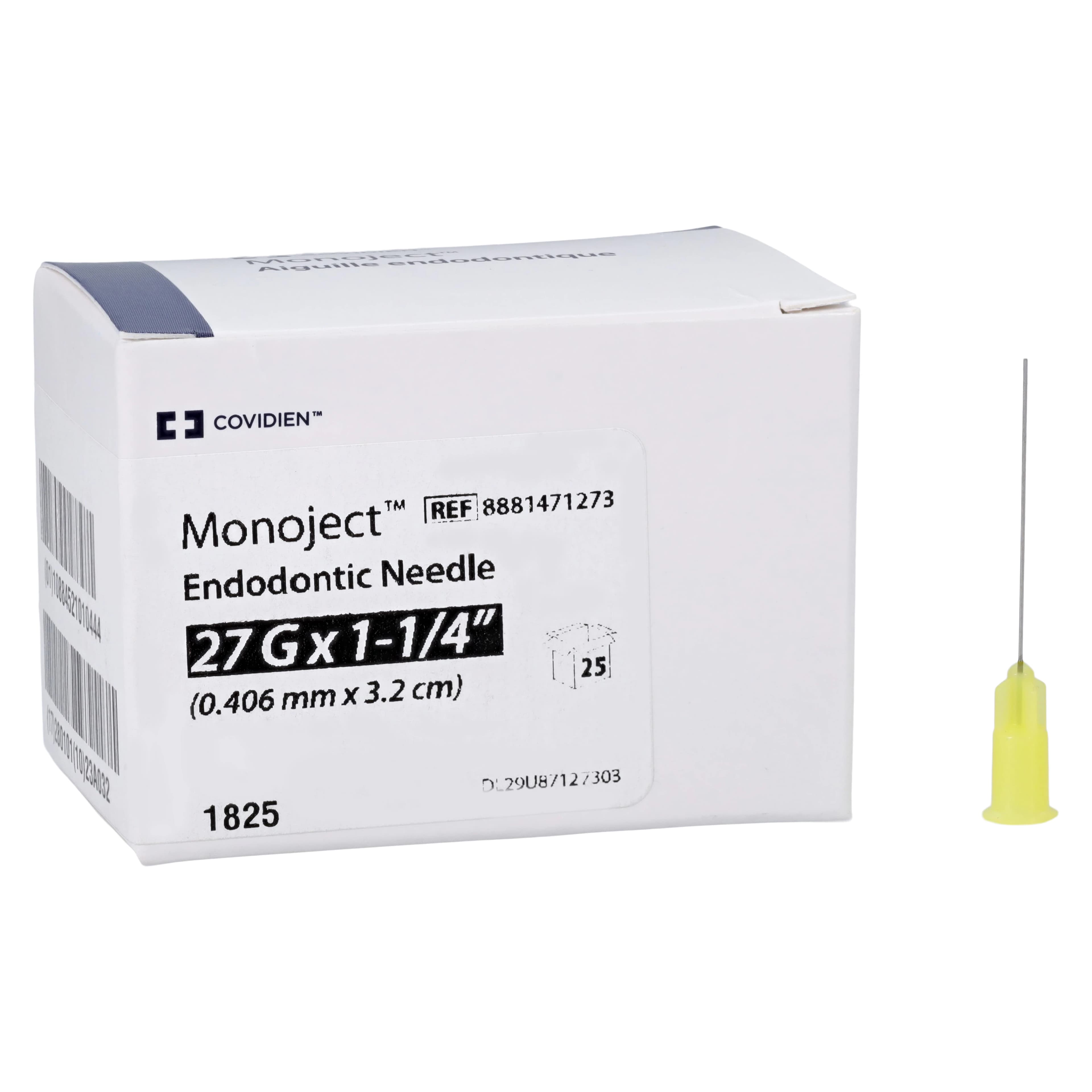 Monoject Endodontic Irrigation Needles, 27 Gauge x 1-1/4", Yellow, Luer Lock, 25/Pkg, 8881471273 thumbnail 2