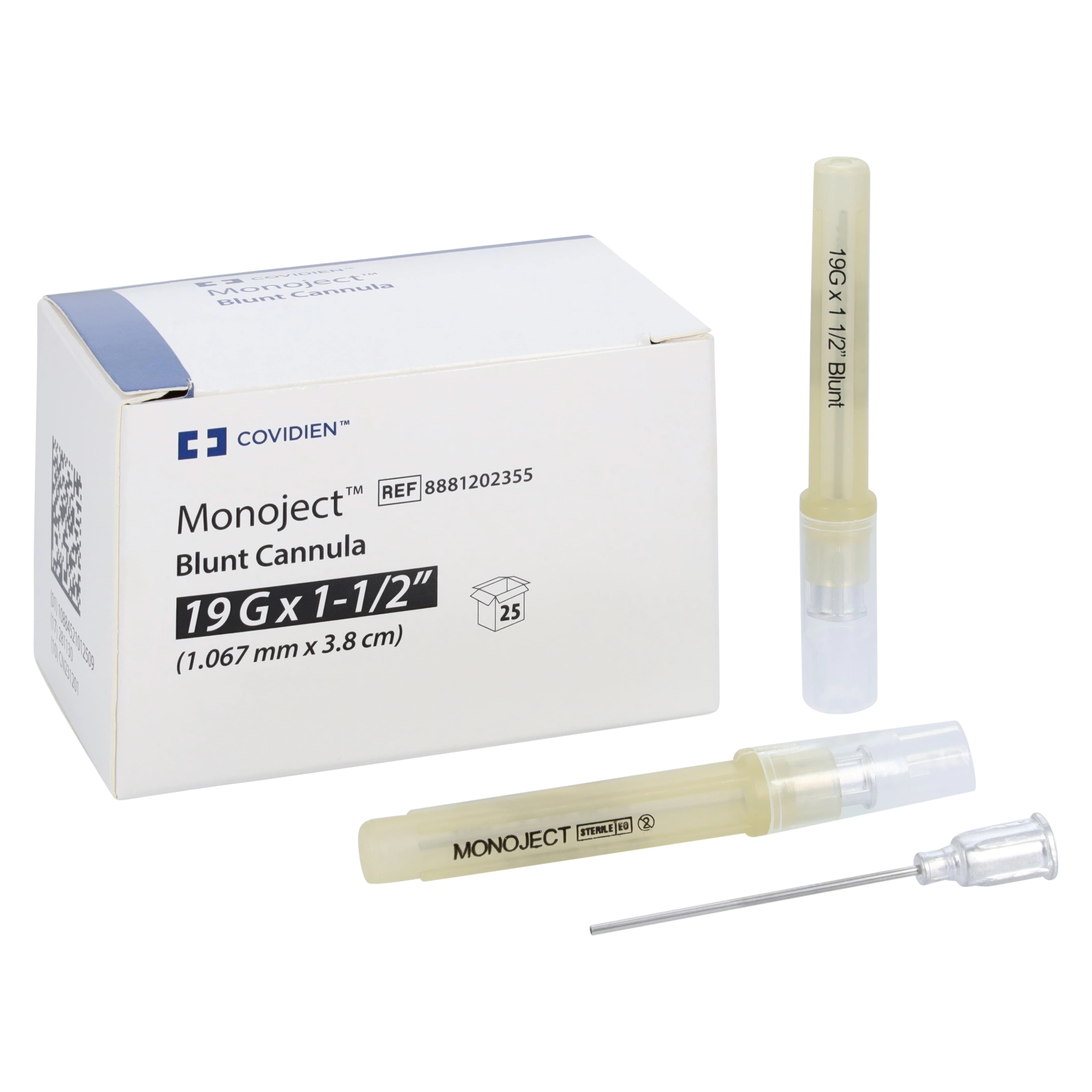 Monoject® Endodontic Blunt Cannulas, 19 Gauge x 1-1/2", Luer Lock, 25/Box, #202, 8881202355 - Monoject® Endodontic Blunt Cannulas – 25/Pkg - 19 Gauge, 1-1/2" Length - Image 1