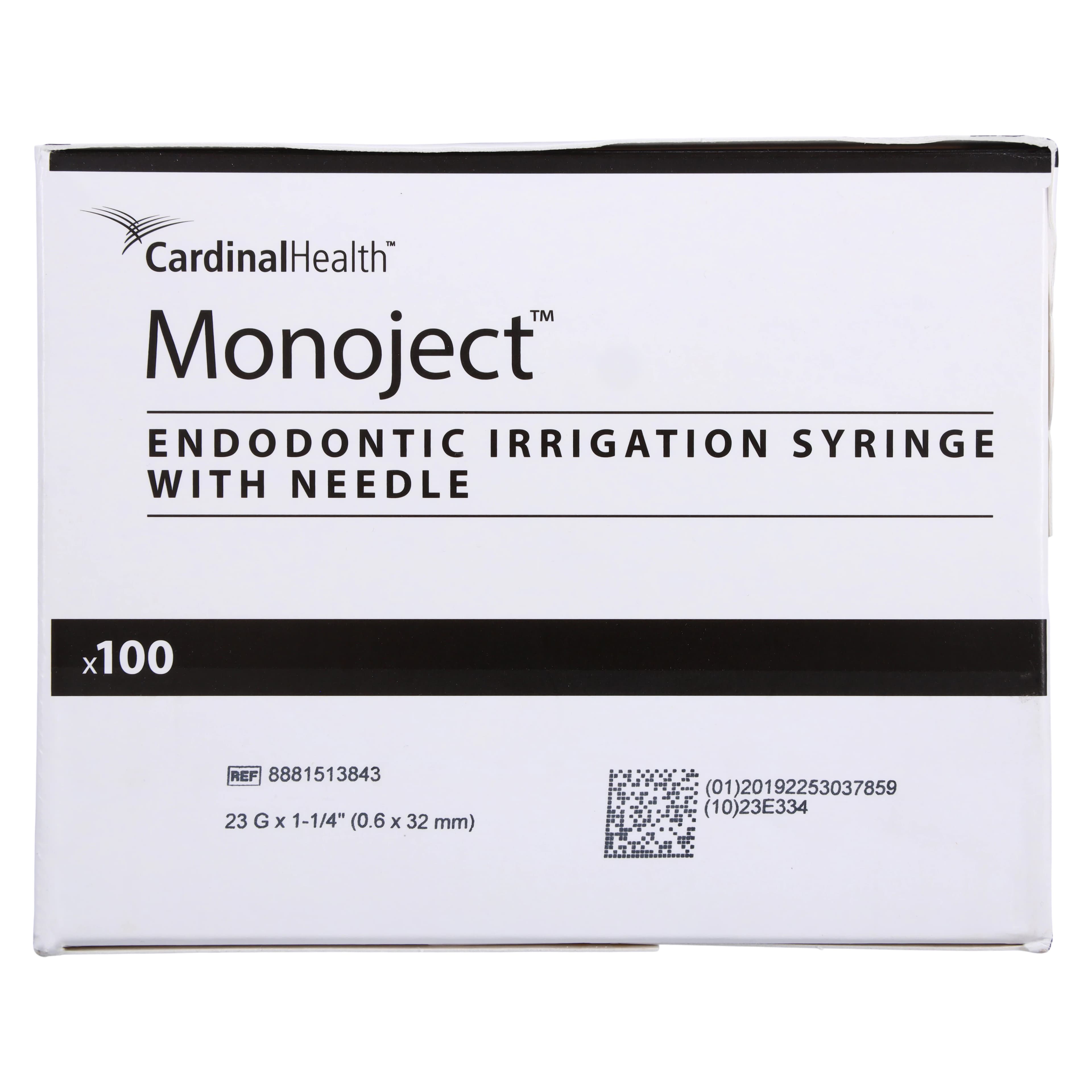 Monoject 513 Endodontic Irrigation Syringe with Needle, 23 Gauge x 1-1/4" (31.7 mm), 3 mL, Orange, Sterile, 100/Box, 8881513843 thumbnail 3