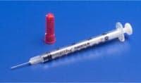 Monoject TB Syringe with Needle, 1cc, 25G x 5/8", Permanently Attached Needle, Sterile, Latex-Free, Red, 100/Box - Monoject TB Syringe w/Needle - Image 1