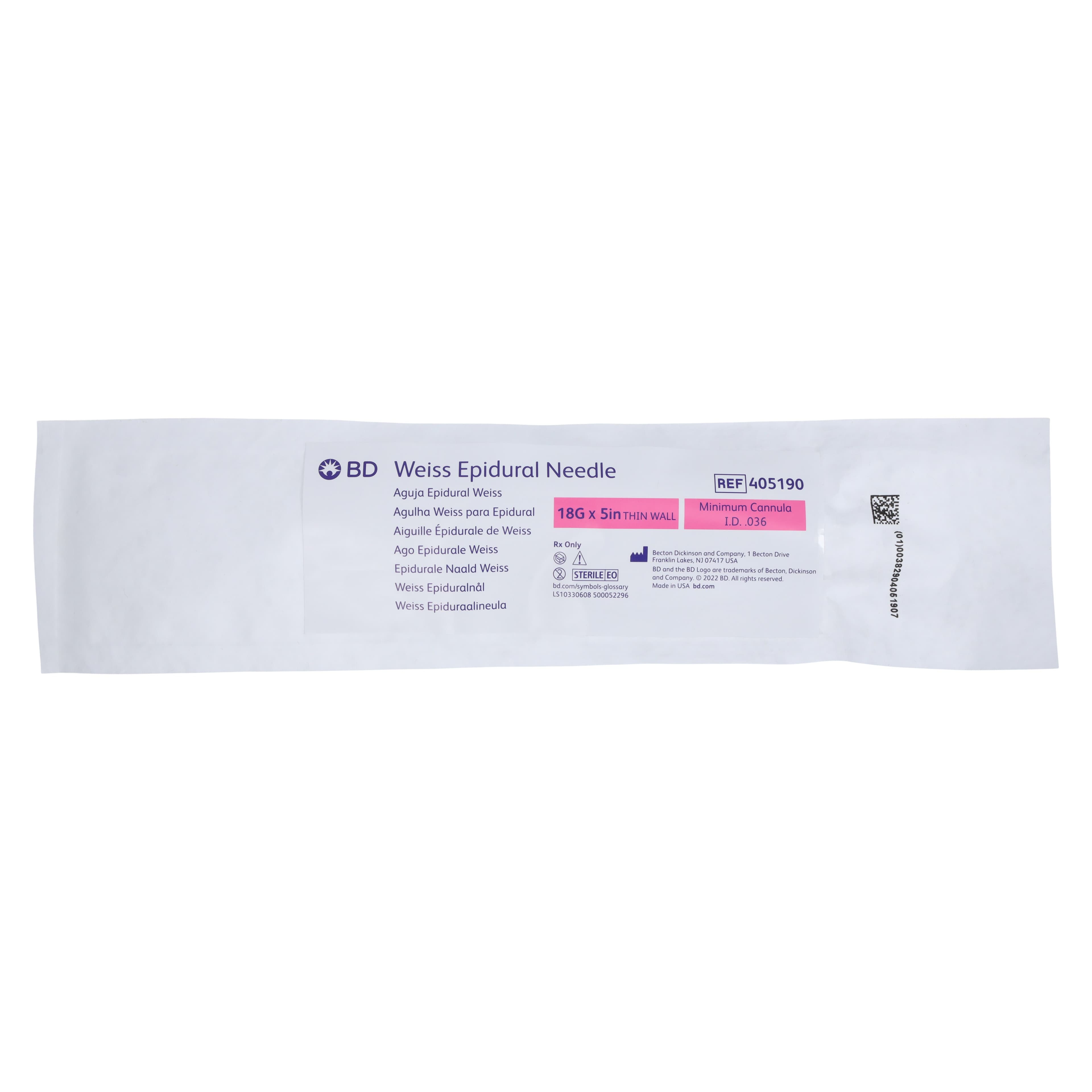 Perisafe Weiss Tuohy Epidural Needle, 18G, 5", Sterile, Single-Use thumbnail 2