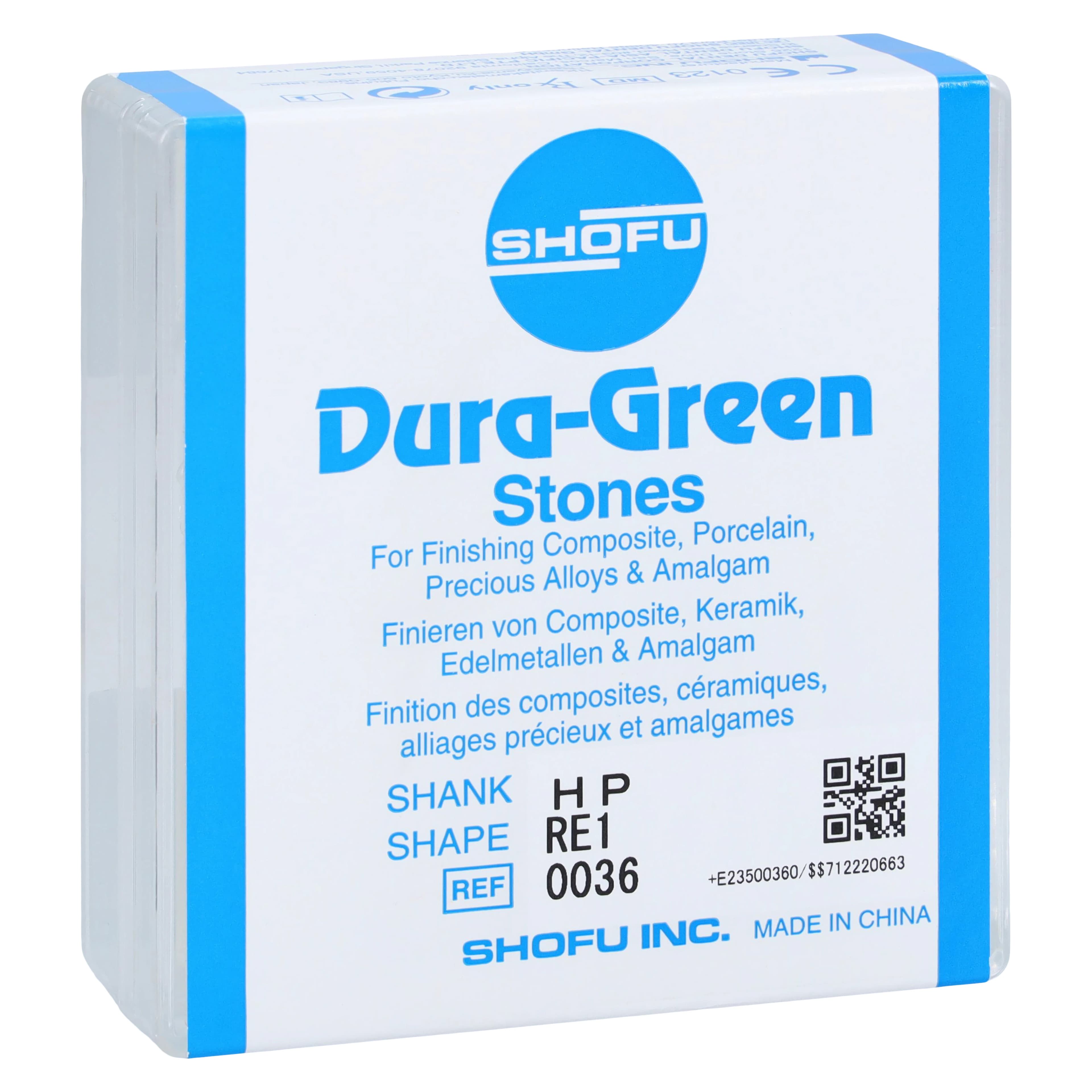 Shofu Dura-Green Stones, HP, Round Edge Wheel RE1, ISO #062, Green, 12/Pk, 0036 - Dura-Green Stones - HP - RE1 - Image 1