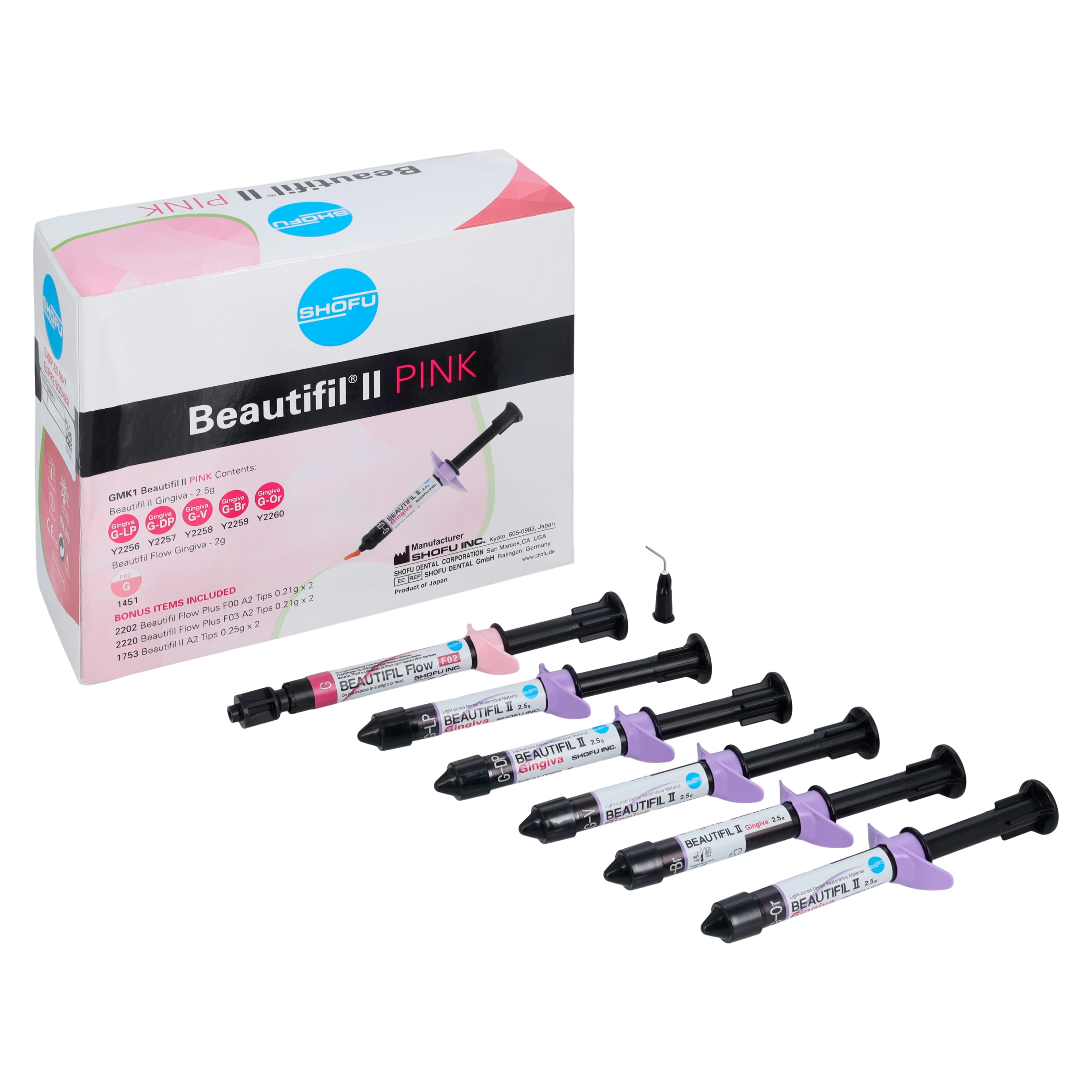 Beautifil II Gingiva Pink Kit, Light-Cure, Universal Viscosity, 5 x 2.5 g Syringes + Flow Syringe & Tips, GMK1 thumbnail 2