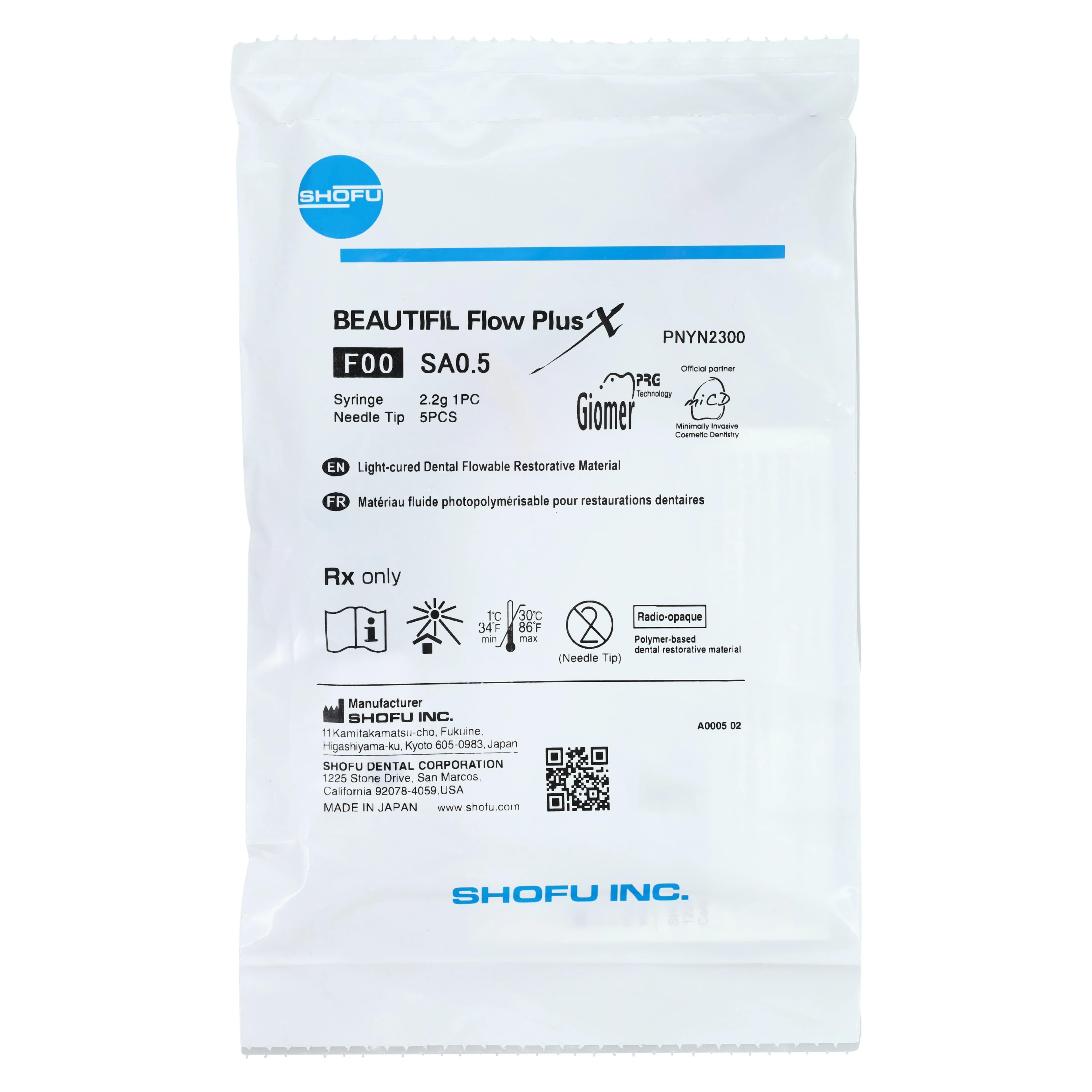 Beautifil Flow Plus X F00 (Zero Flow) Hybrid Composite Restorative, Shade A0.5, 2.2g Syringe, YN2300 thumbnail 7