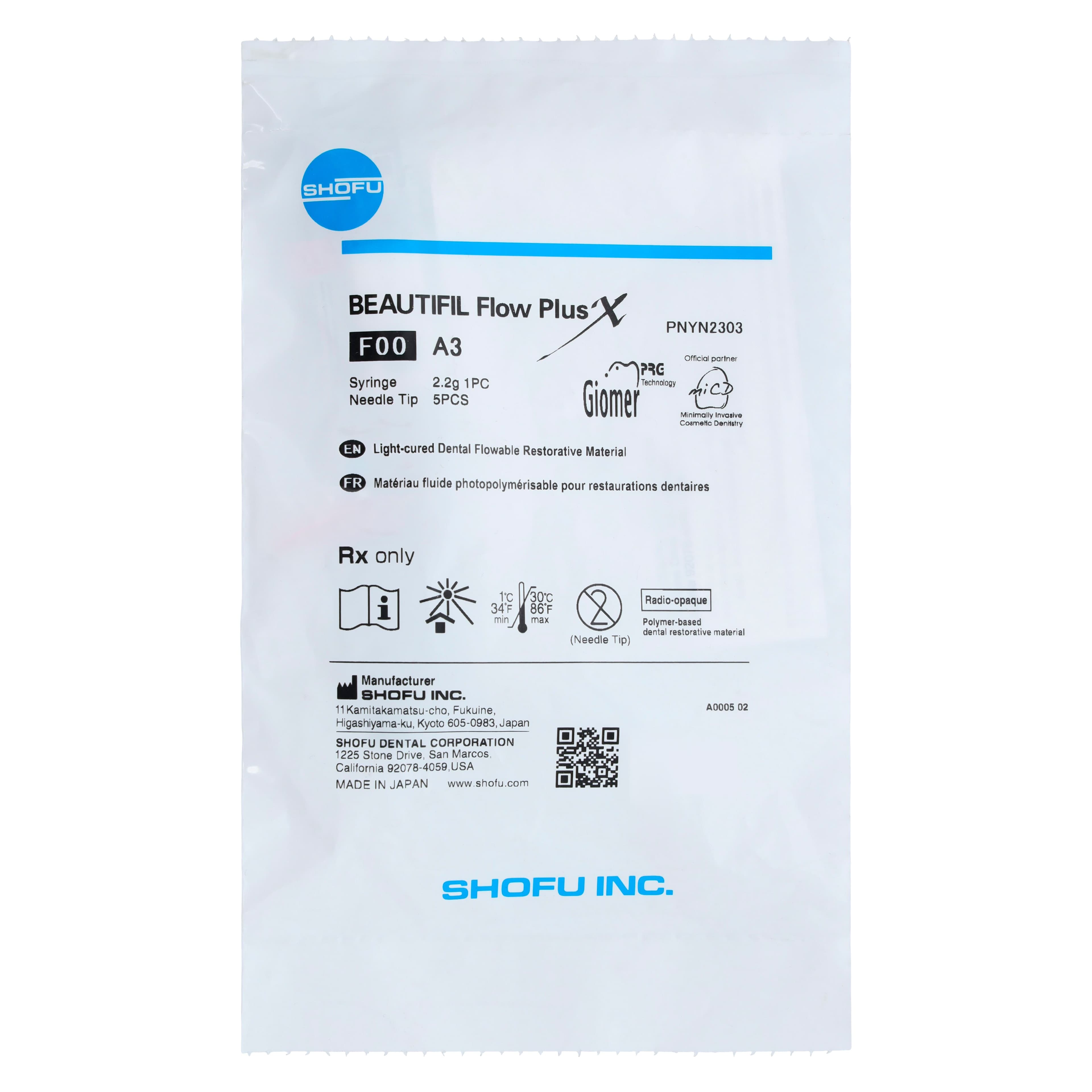 Beautifil Flow Plus X F00 (Zero Flow) Hybrid Composite Syringe Refill, Shade A3, 2.2g, YN2303 thumbnail 4