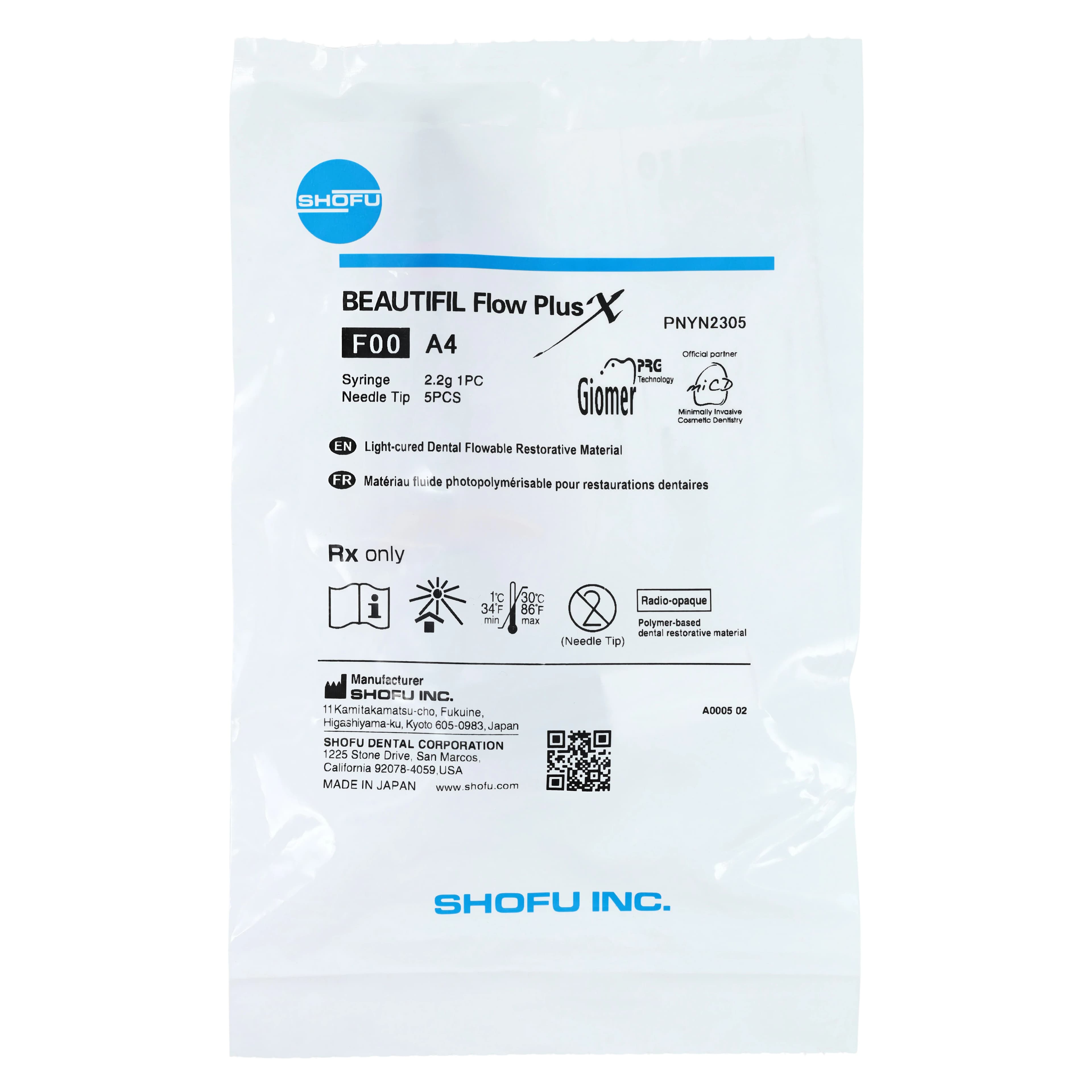 Beautifil Flow Plus X F00 (Zero Flow) Bioactive Flowable Composite, Shade A4, 2.2g Syringe, YN2305 thumbnail 6