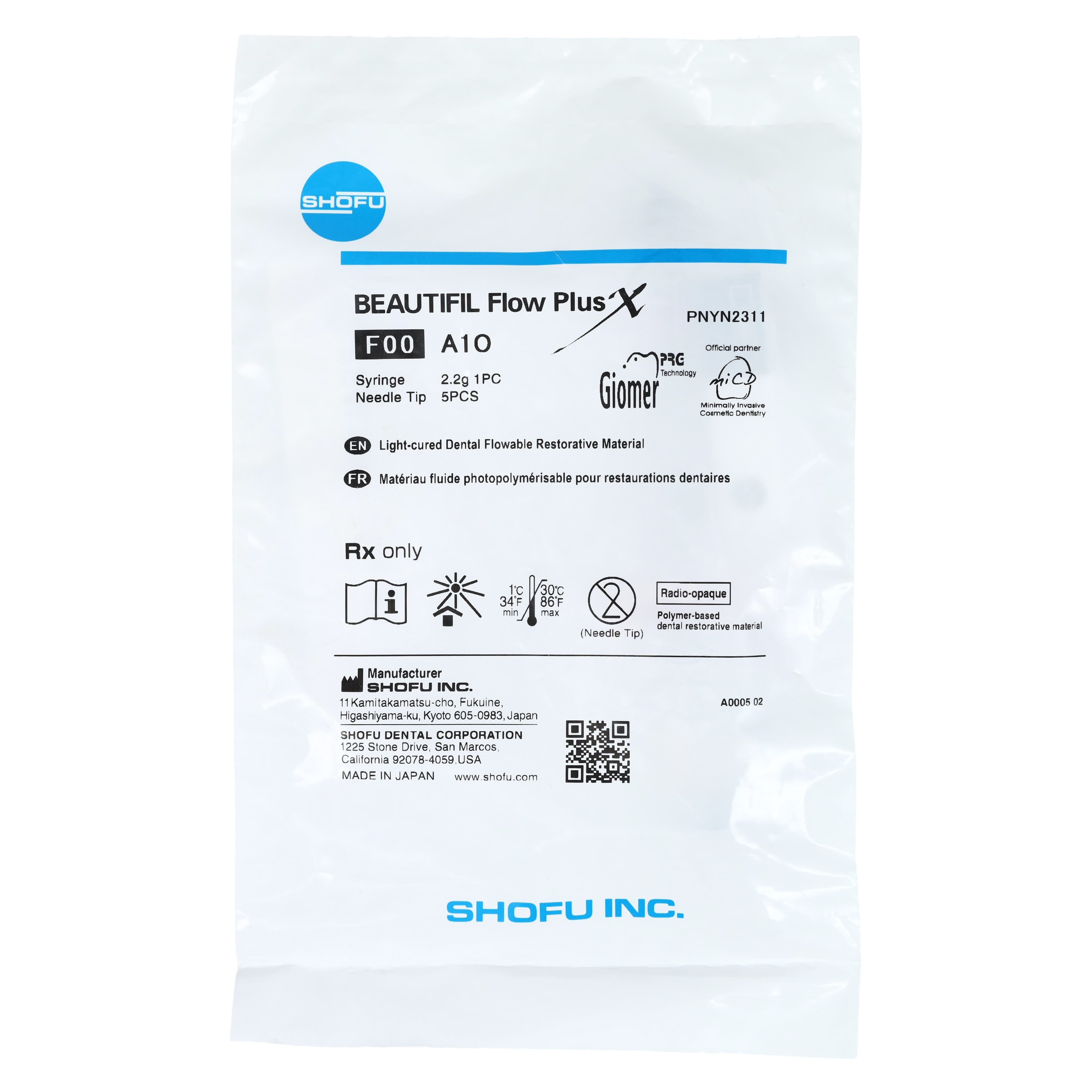 Shofu Beautifil Flow Plus X F00 (Zero Flow) Hybrid Composite Syringe, Shade A1O, 2.2g, YN2311 thumbnail 6