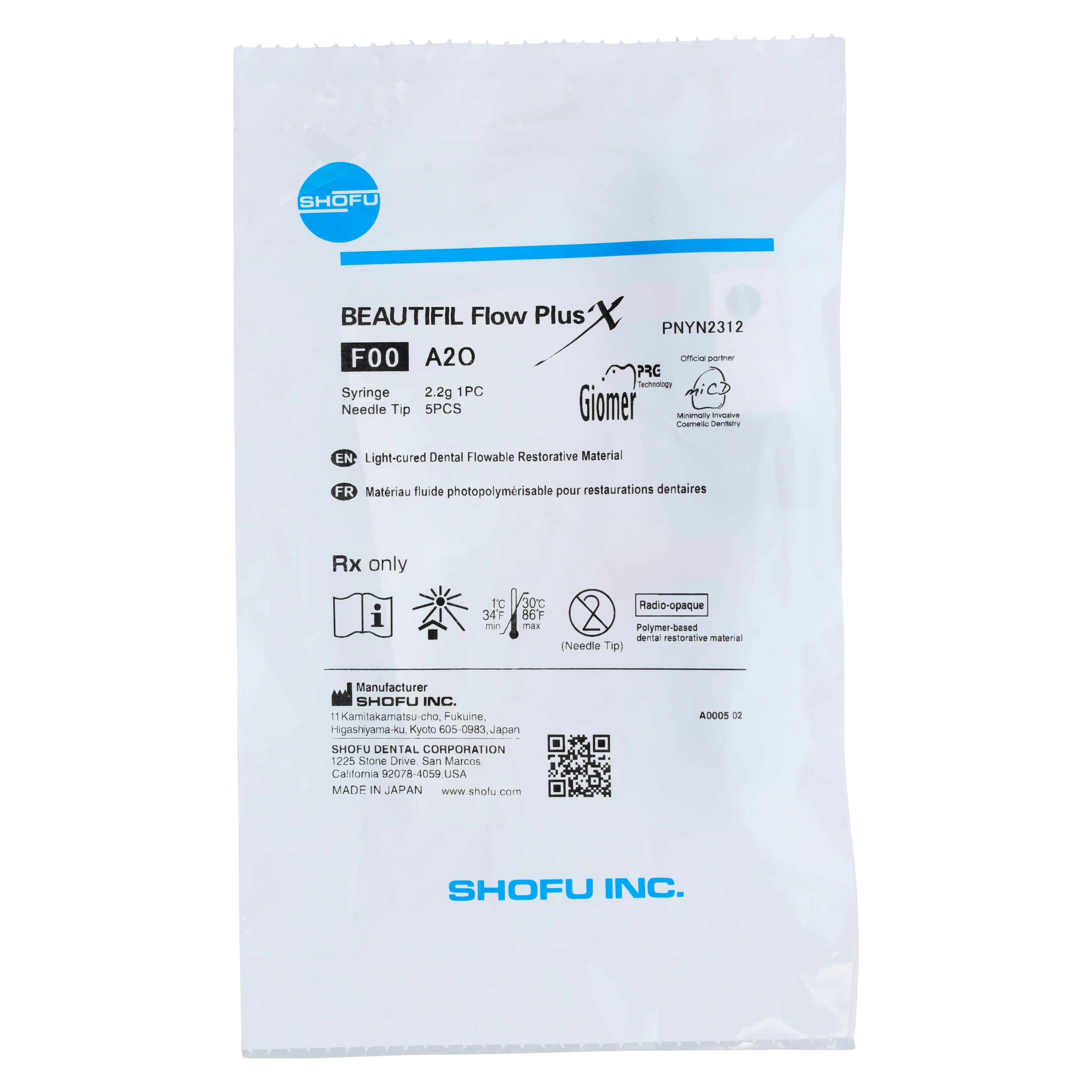 Beautifil Flow Plus X F00 (Zero Flow) Flowable Composite Syringe, Shade A2O, 2.2 g, YN2312 thumbnail 5