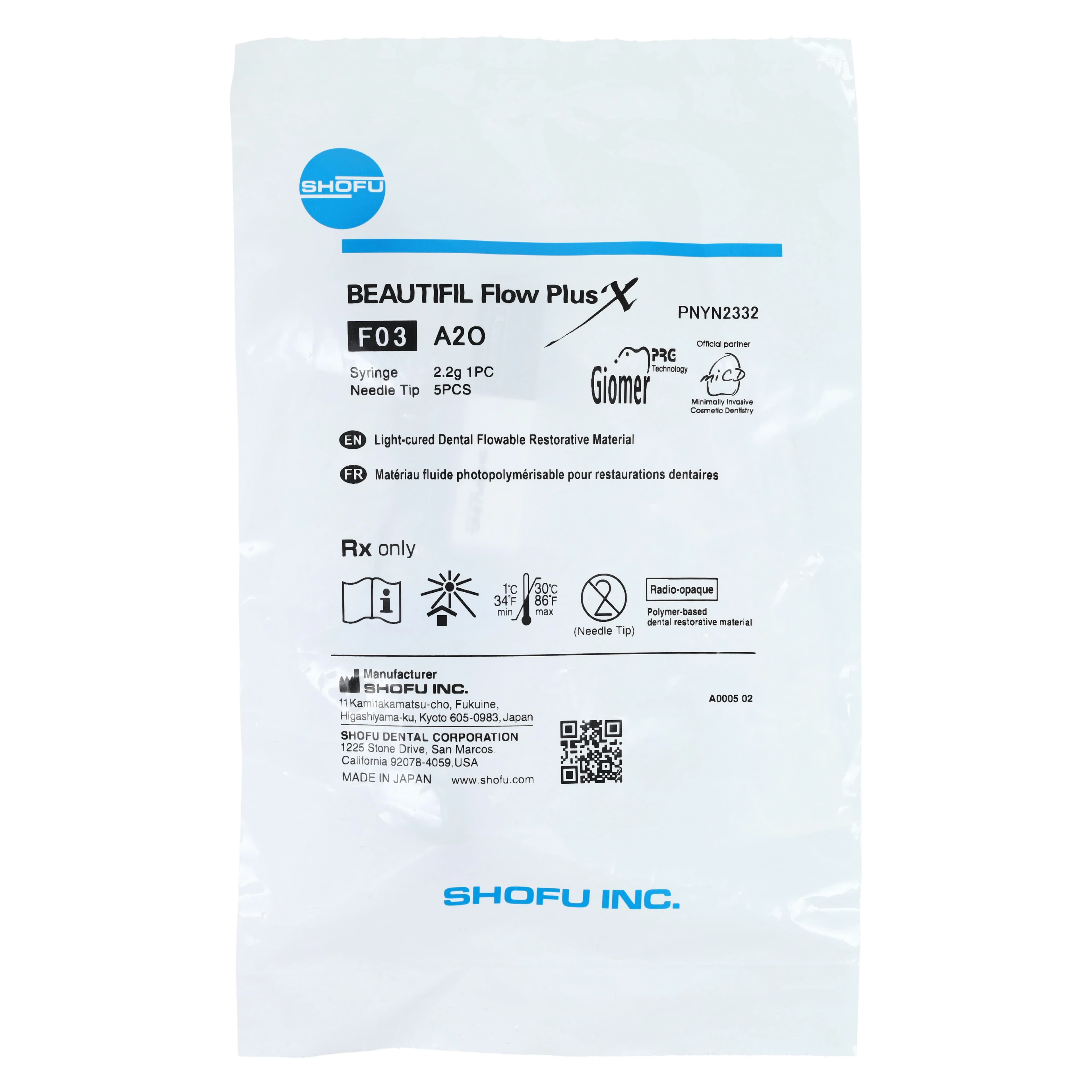 Beautifil Flow Plus X F03 Low Flow Syringe, Shade A2O, 2.2g, YN2332 thumbnail 6