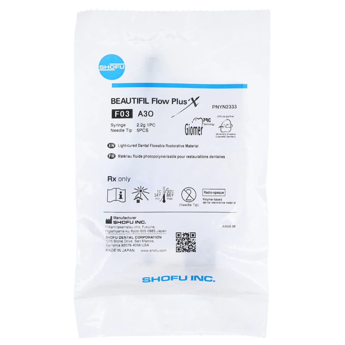 Beautifil Flow Plus X F03 A3O 2.2g Syringe, YN2333 - Beautifil Flow Plus® X F03 A3O 2.2g Syringe - Image 1