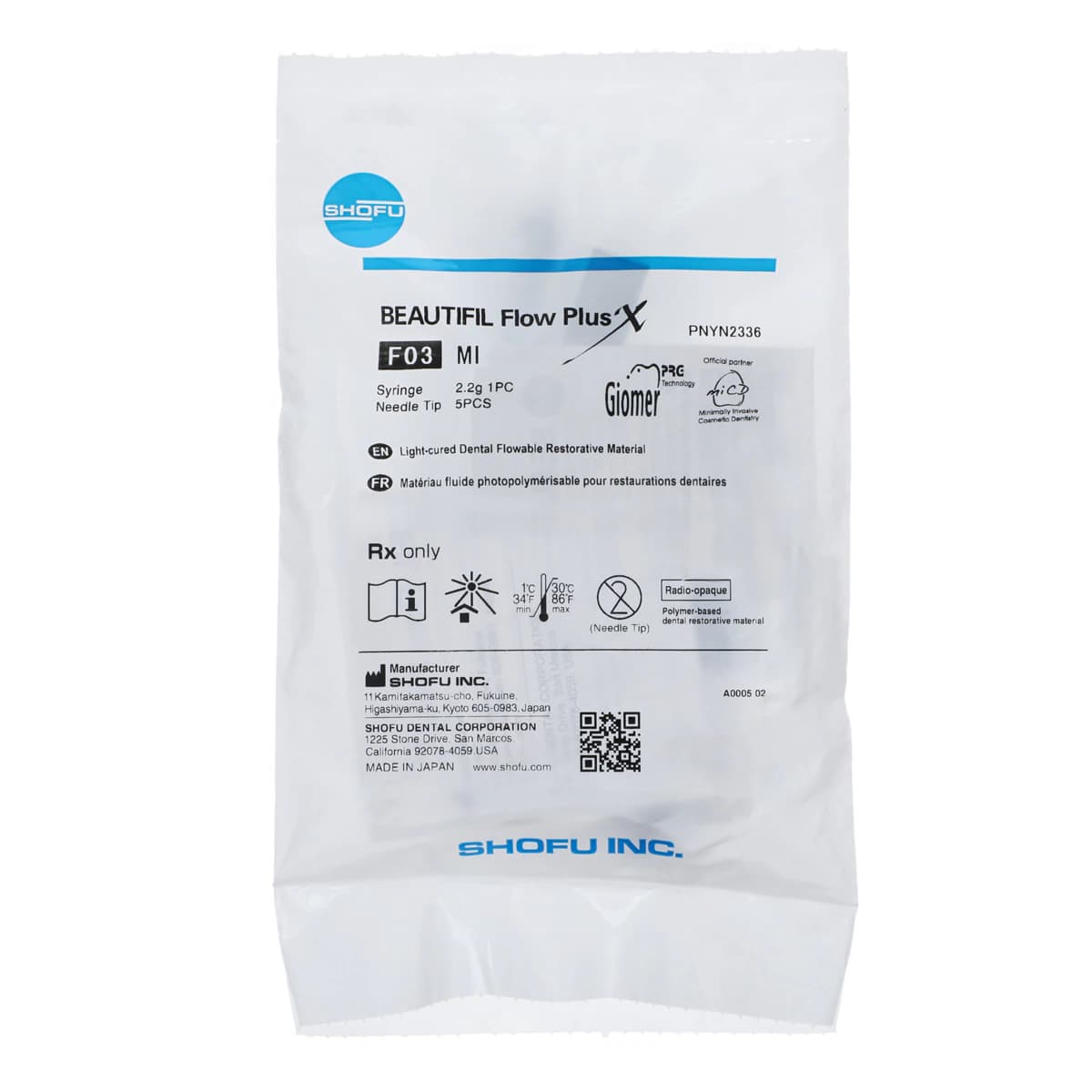 Beautifil Flow Plus X F03 MI Low Flow Hybrid Composite, 2.2g Syringe, YN2336 - Beautifil Flow Plus® X F03 MI 2.2g Syringe - Image 1
