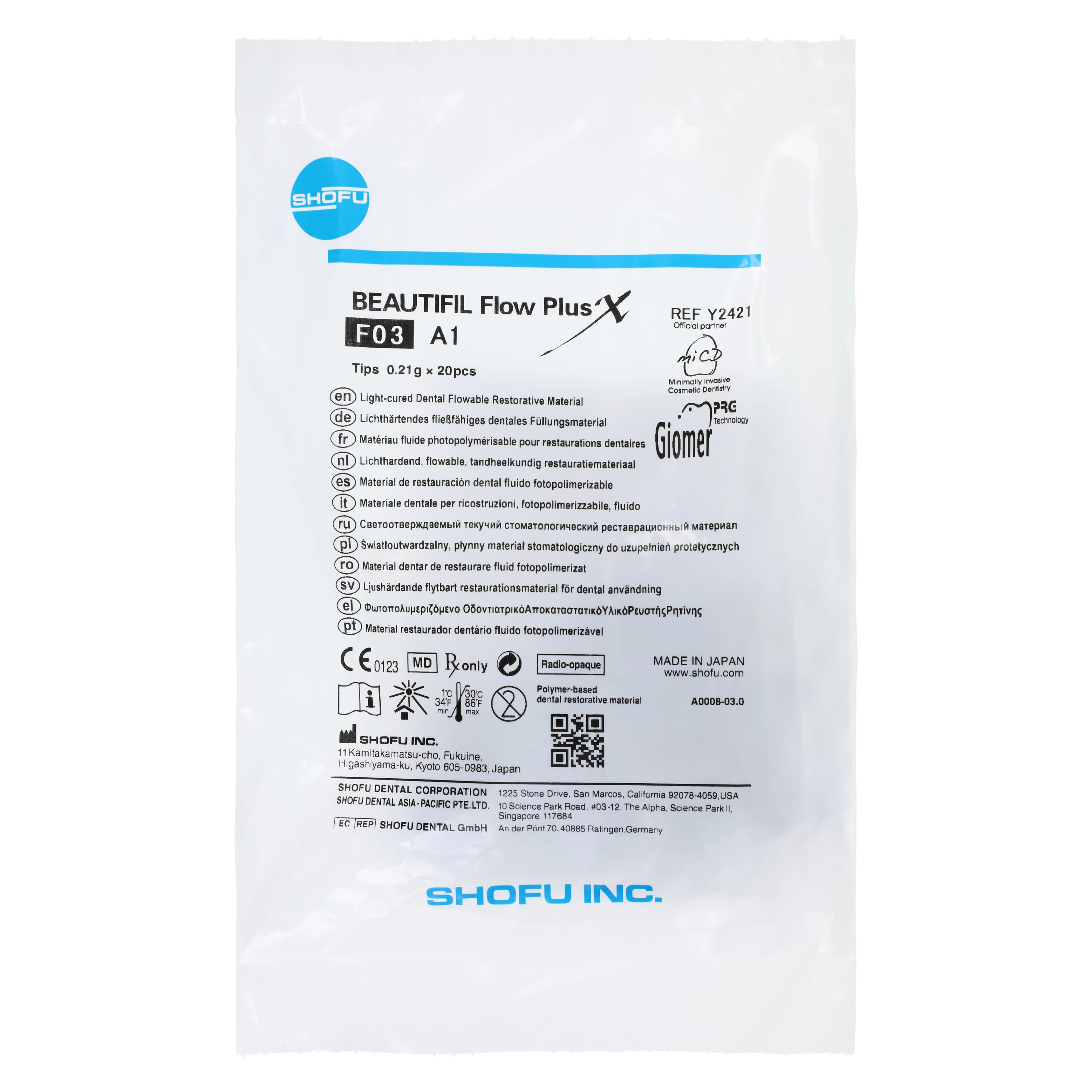 Beautifil Flow Plus X Flowable Composite, F03 Low Flow, Shade A1, 0.21 g Tips, 20/Pkg, Y2421 thumbnail 3