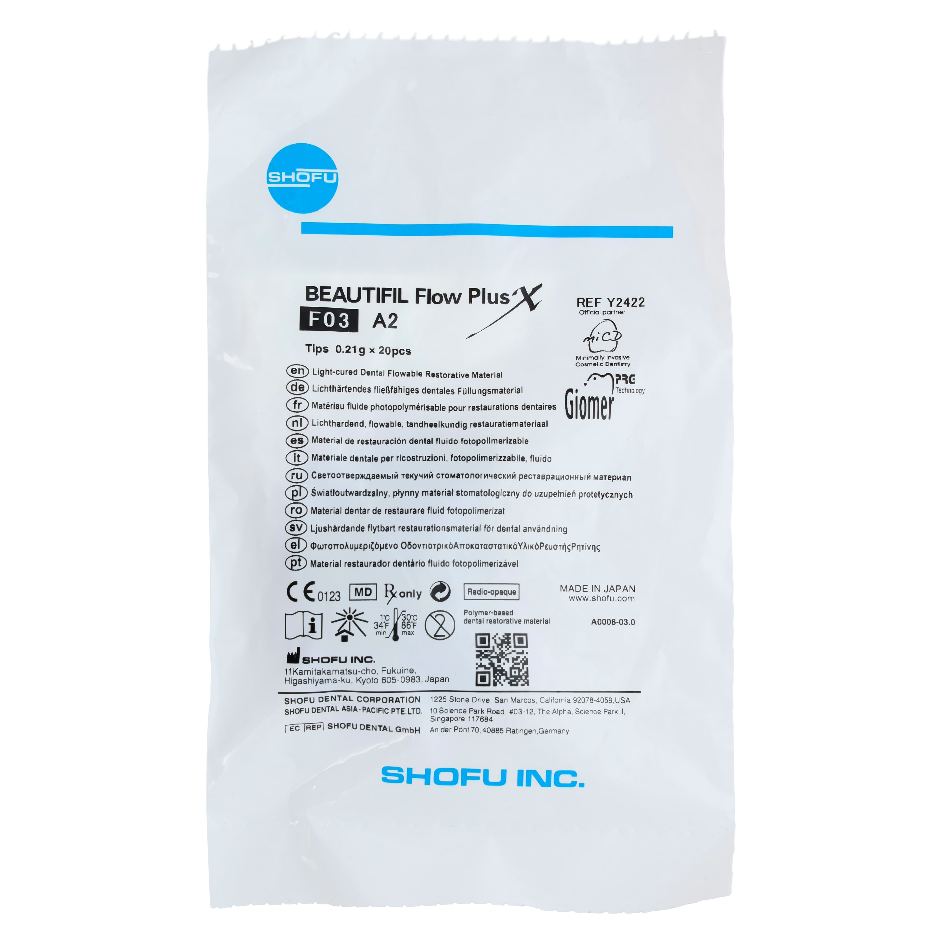 Beautifil Flow Plus X Flowable Composite, F03 Low Flow, Shade A2, 0.21 g Tips, 20/Pkg, Y2422 thumbnail 2