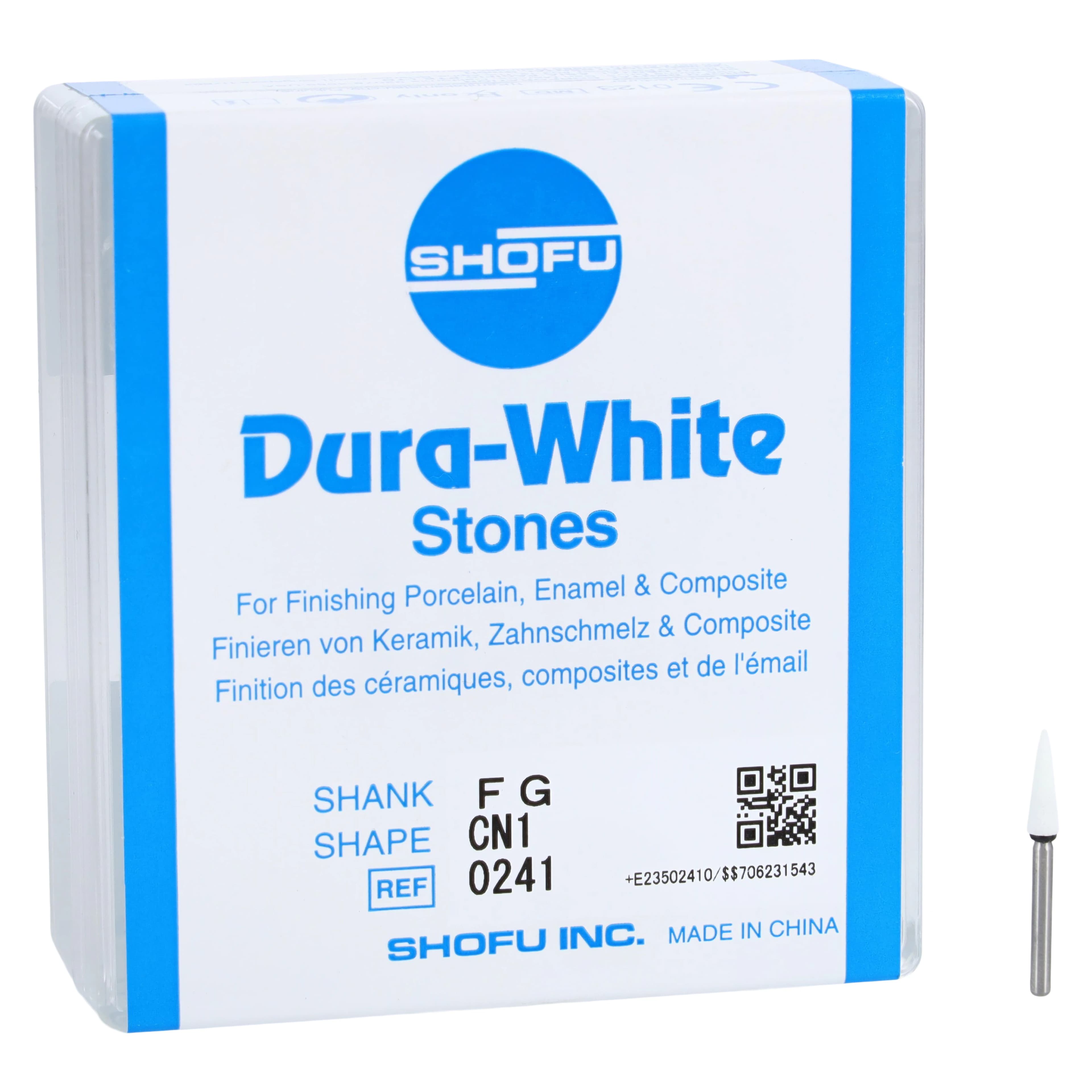 Shofu Dental Dura-White Stones, FG, Cone, #024 (CN1), White, 12/Pk, 0241 thumbnail 2