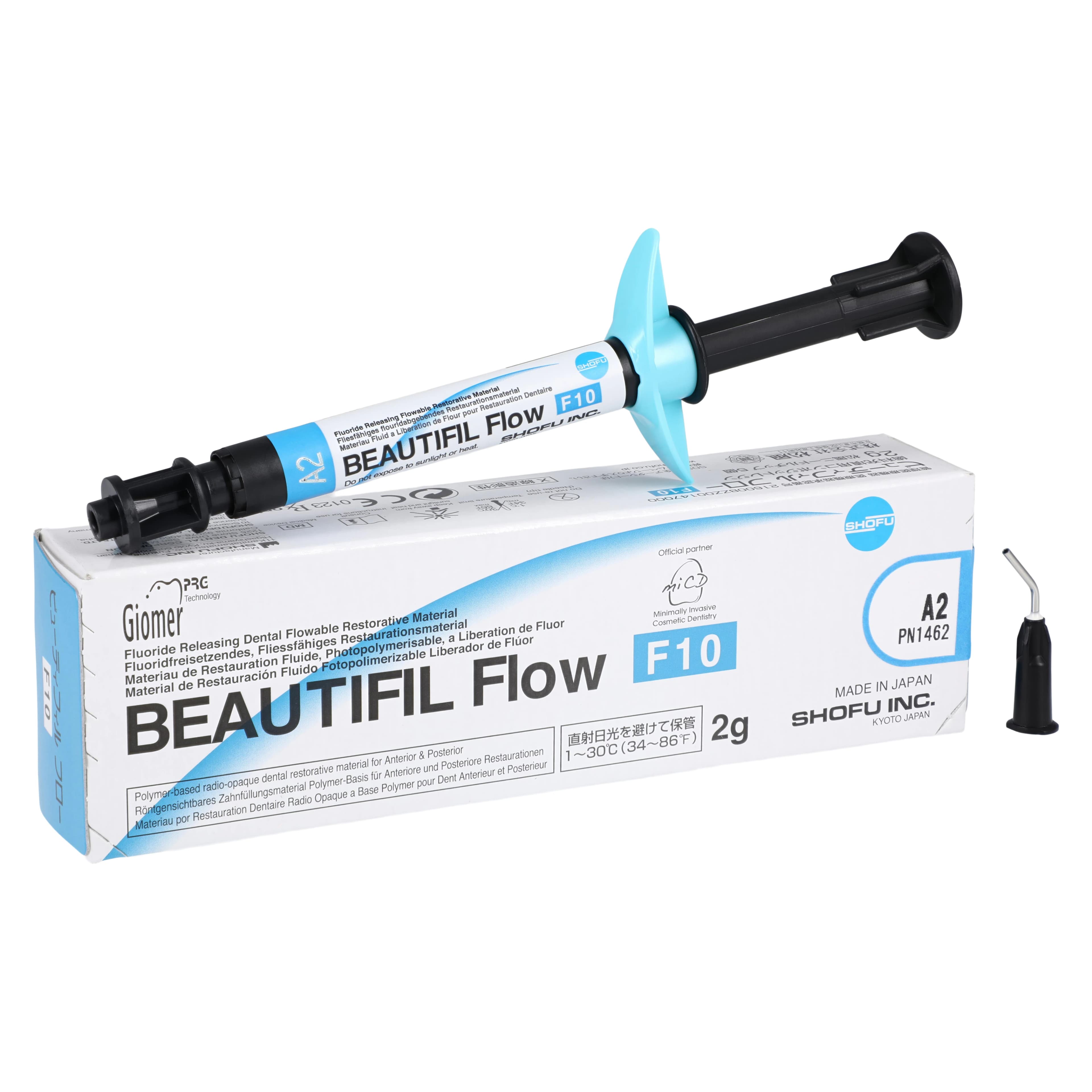 Beautifil Flow F10 High Flow Flowable Composite, Shade A2, 2g Syringe with 5 Needle Tips, Refill, #1462 - Beautifil Flow High Flow A2 2gm, 1462 - Image 1