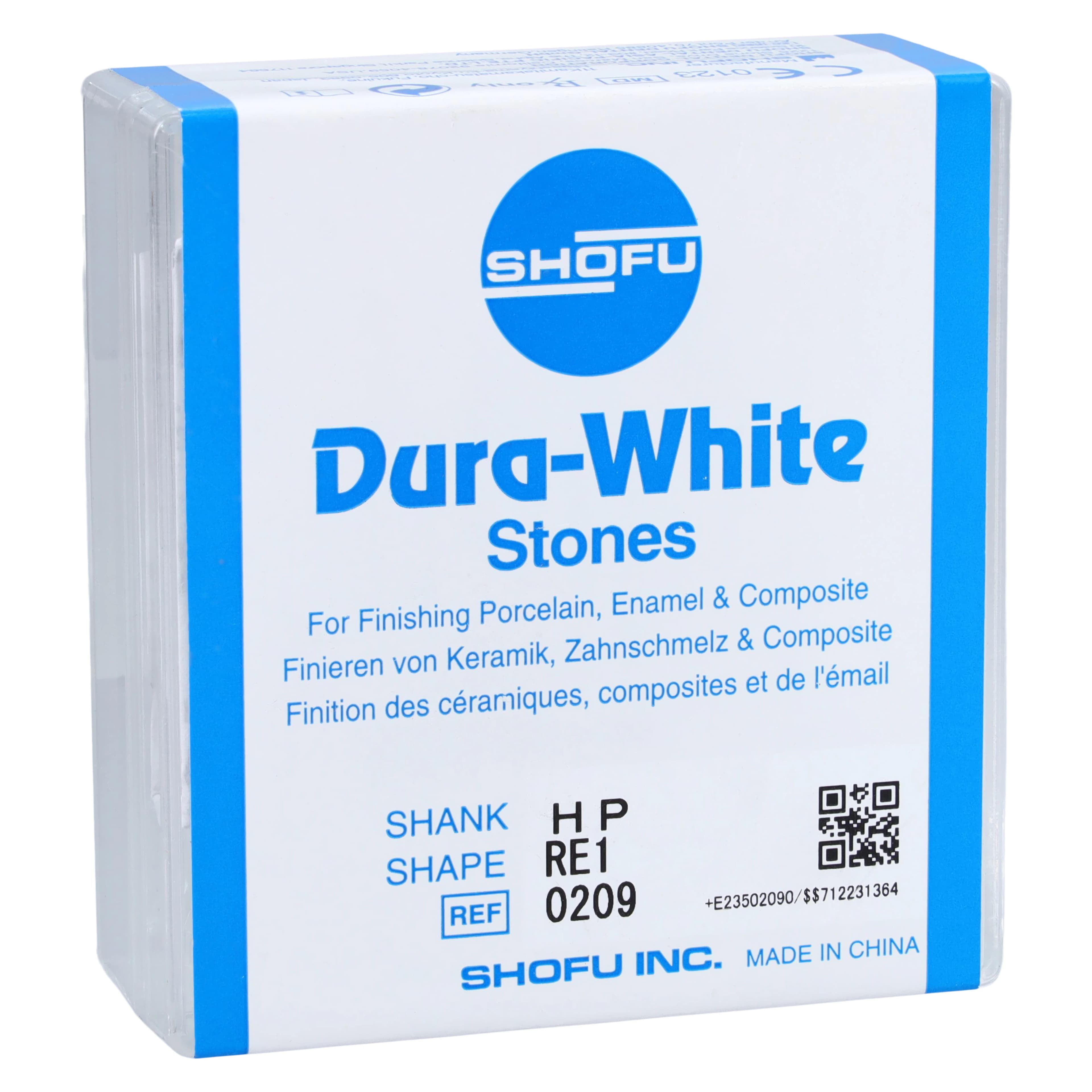 Shofu Dura-White Stones, HP, RE1 (Round Edge Wheel, ISO #062), White, Aluminum Oxide, 12/Pk, 0209 - Dura-White Stones - HP - RE1 - Image 1