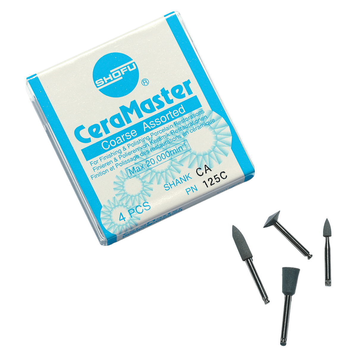 CeraMaster Polishing System, Assorted Kit, CA Shank, Coarse, 125C - Bullet, Knife, Cup, Mini-Point - CeraMaster Polishing System, Assorted Kit, CA, Coarse, 125C - Image 1