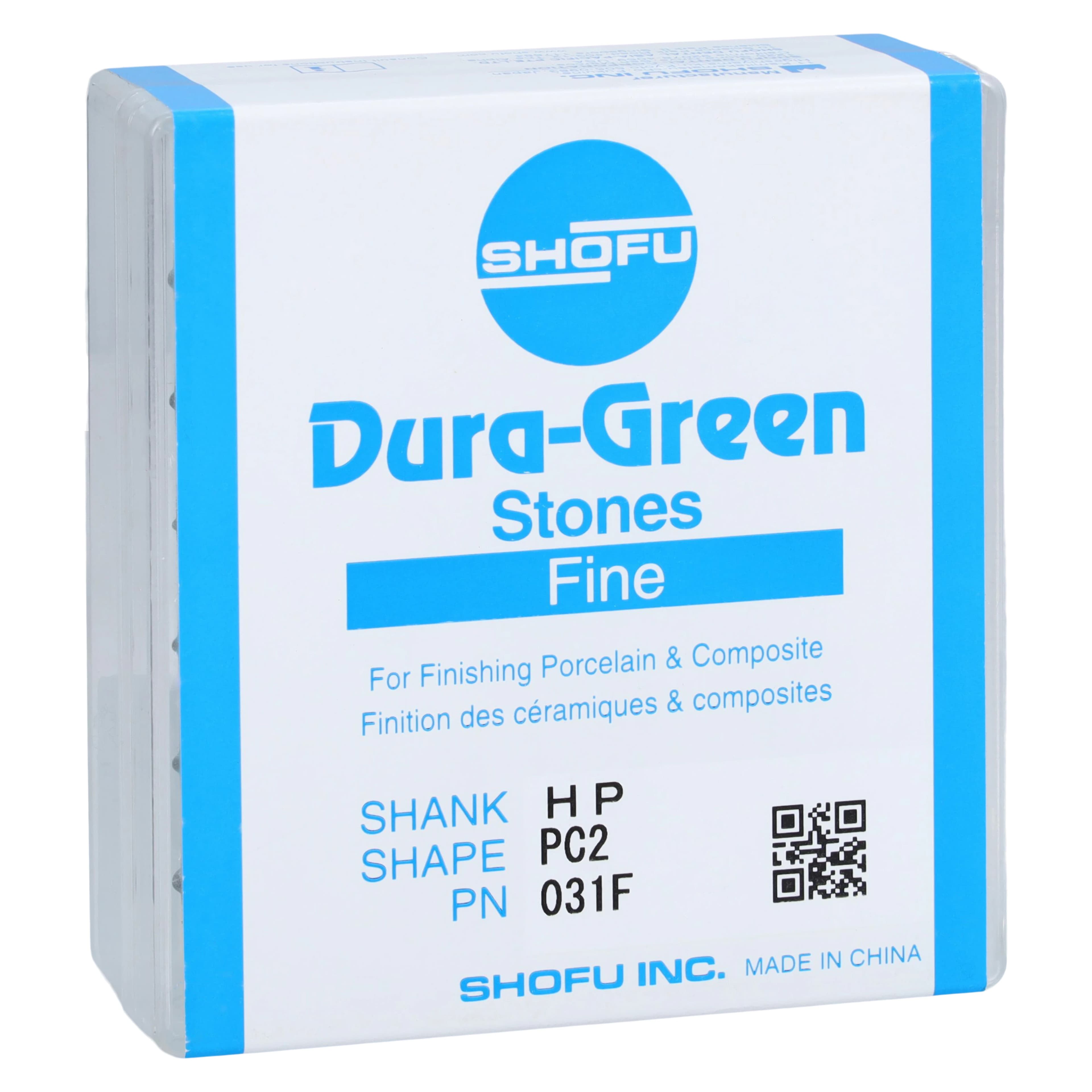 Shofu Dura-Green Stones, HP Fine, PC2 Pointed Cylinder, Silicon Carbide, 12/Pack, 031F - Dura-Green Stones - HP Fine - PC2 - Image 1