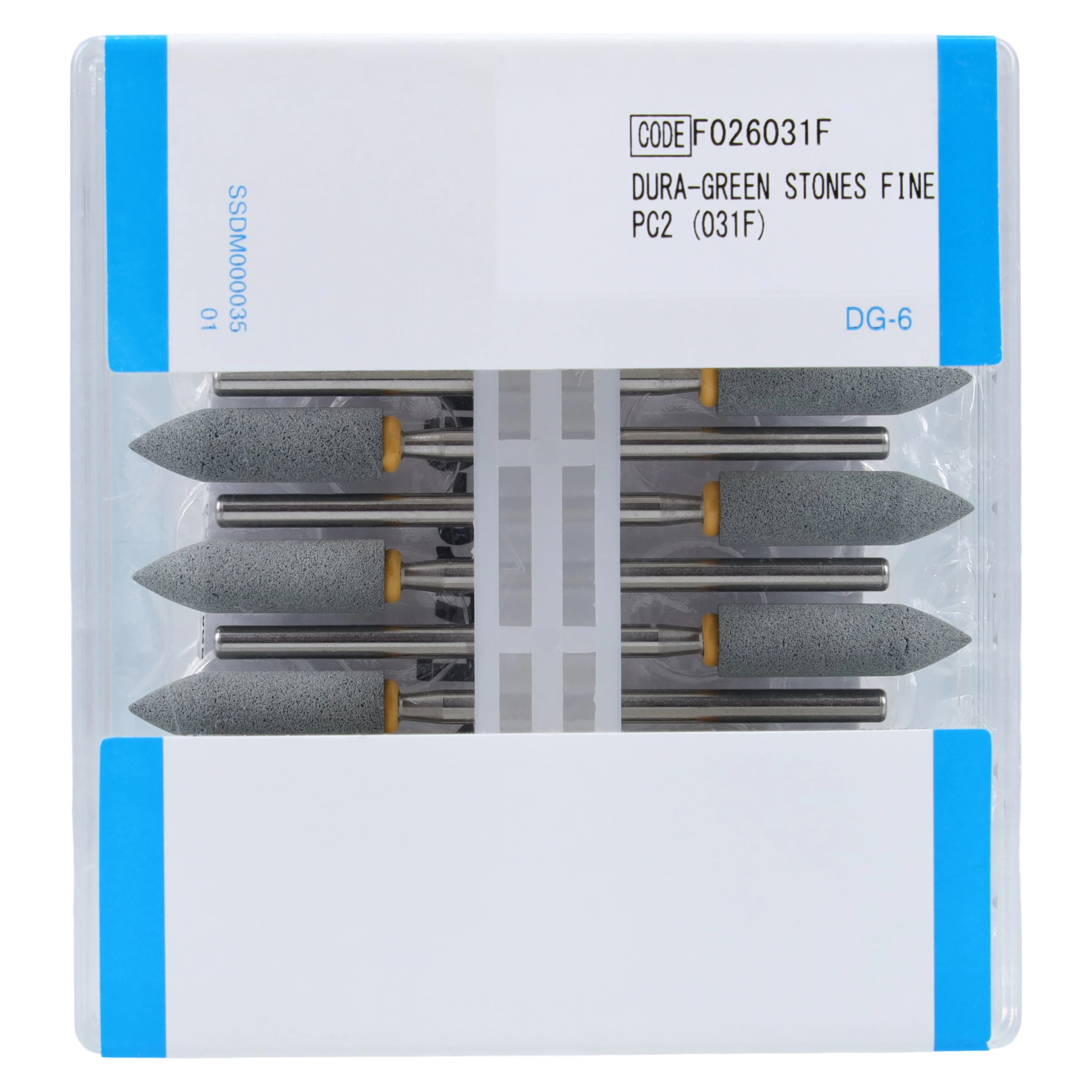 Shofu Dura-Green Stones, HP Fine, PC2 Pointed Cylinder, Silicon Carbide, 12/Pack, 031F thumbnail 2