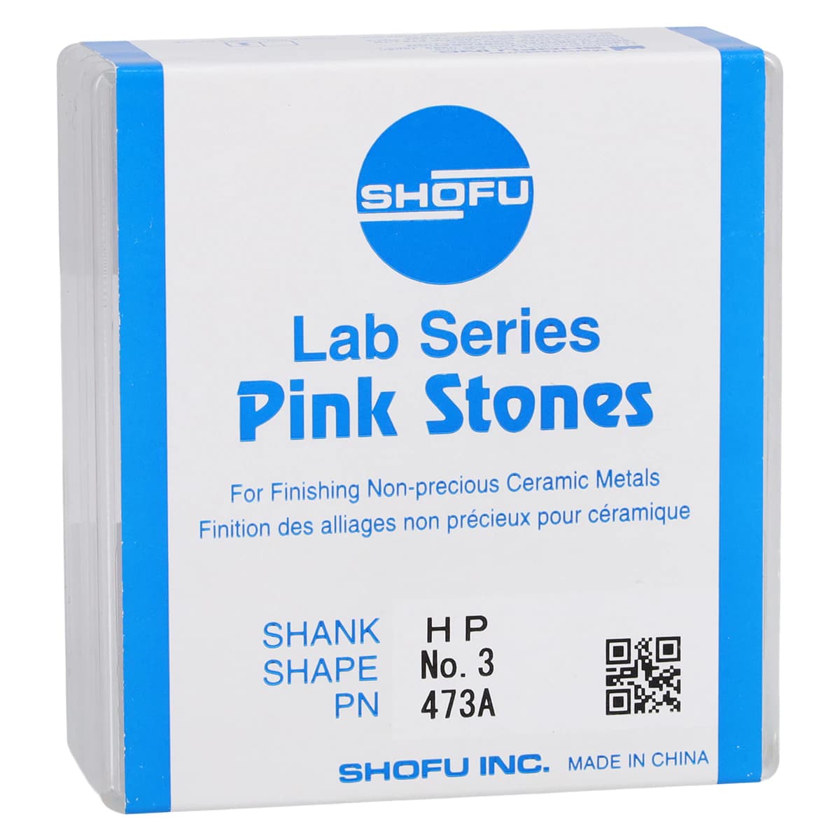 Shofu Lab Series Pink Aluminum Oxide Mounted Stone, #3 (ISO 056), HP Shank, 12/Box - Lab Stone Pink #3 HP (12) - Image 1