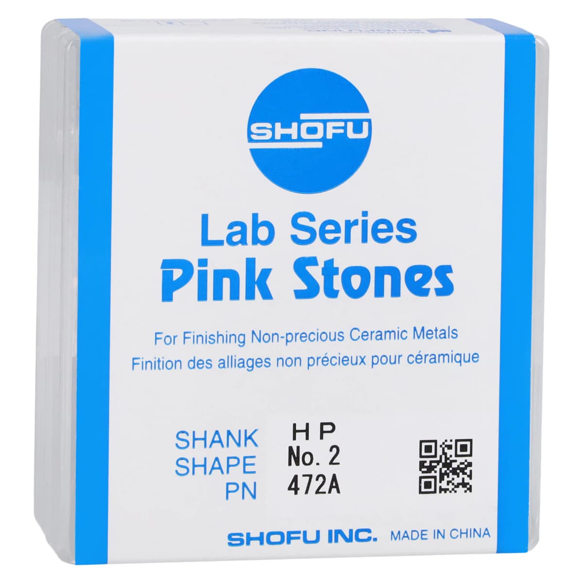 Shofu Lab Series Pink Mounted Stone #2 HP, Aluminum Oxide, 12/Box, ISO #070 - Lab Stone Pink #2 HP (12) - Image 1