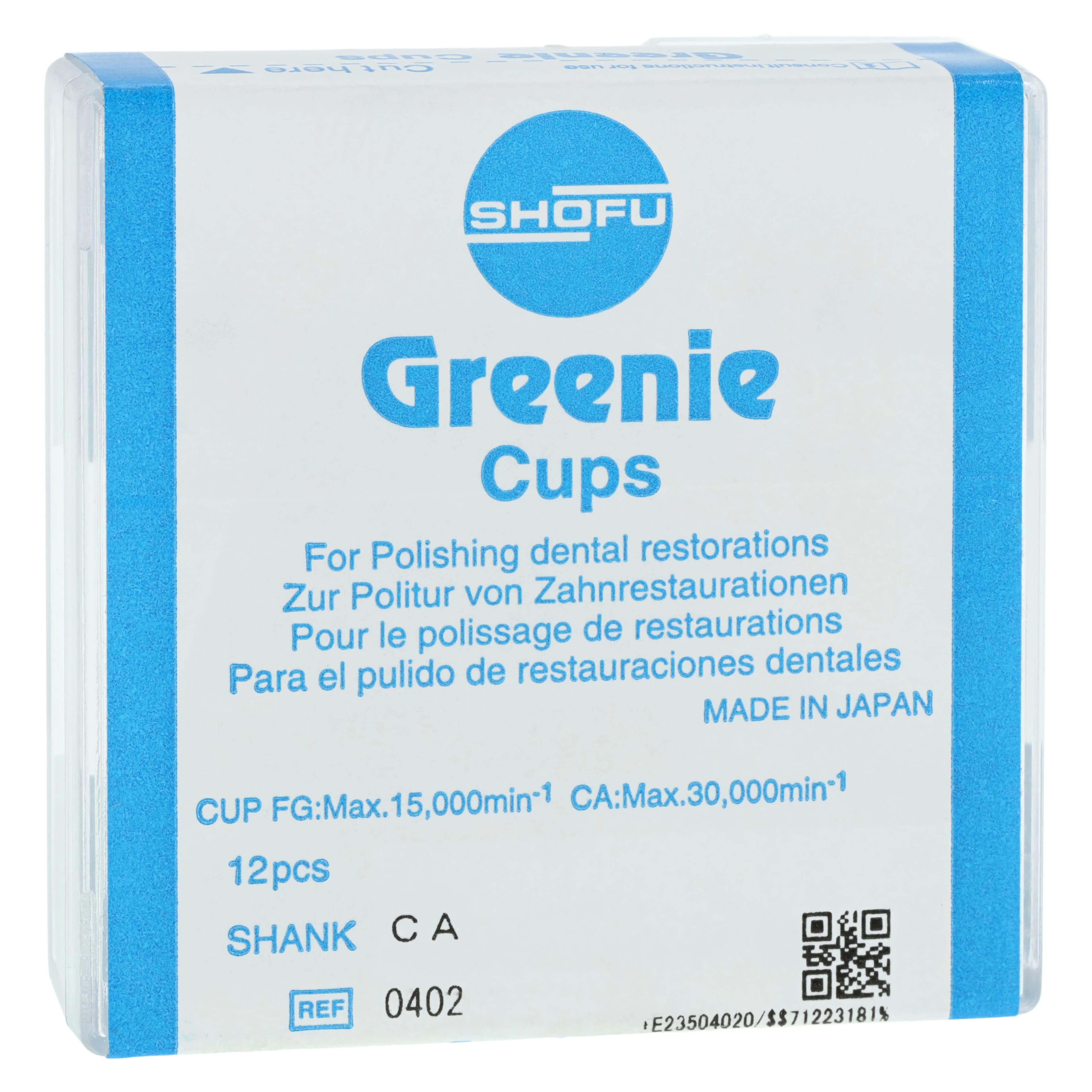 Shofu Greenie Silicone Polisher, Cup Shape, CA (Contra Angle) Latch, ISO #065, Dark Green, 12/Box, 0402 - Greenie Polishers - Image 1