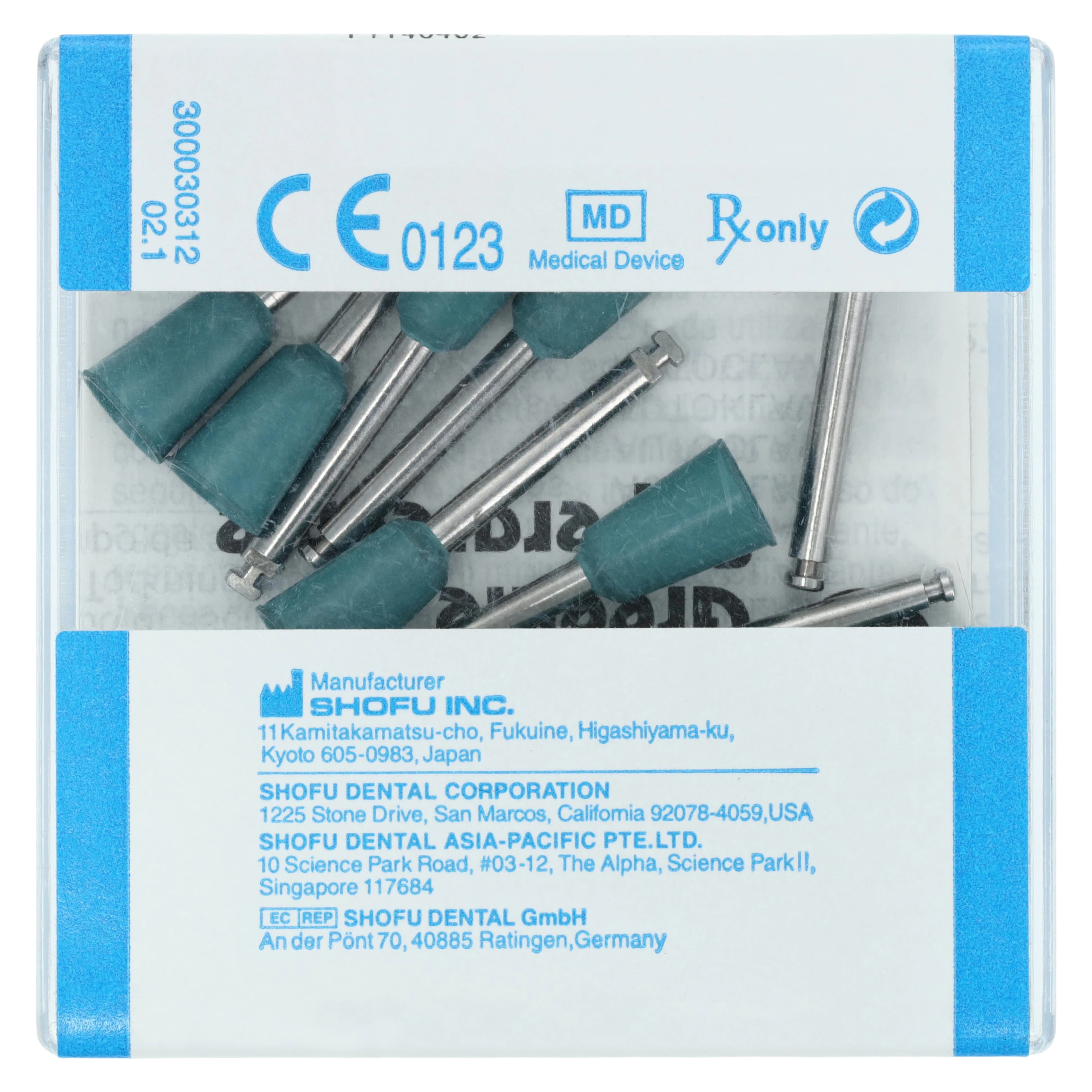 Shofu Greenie Silicone Polisher, Cup Shape, CA (Contra Angle) Latch, ISO #065, Dark Green, 12/Box, 0402 thumbnail 2