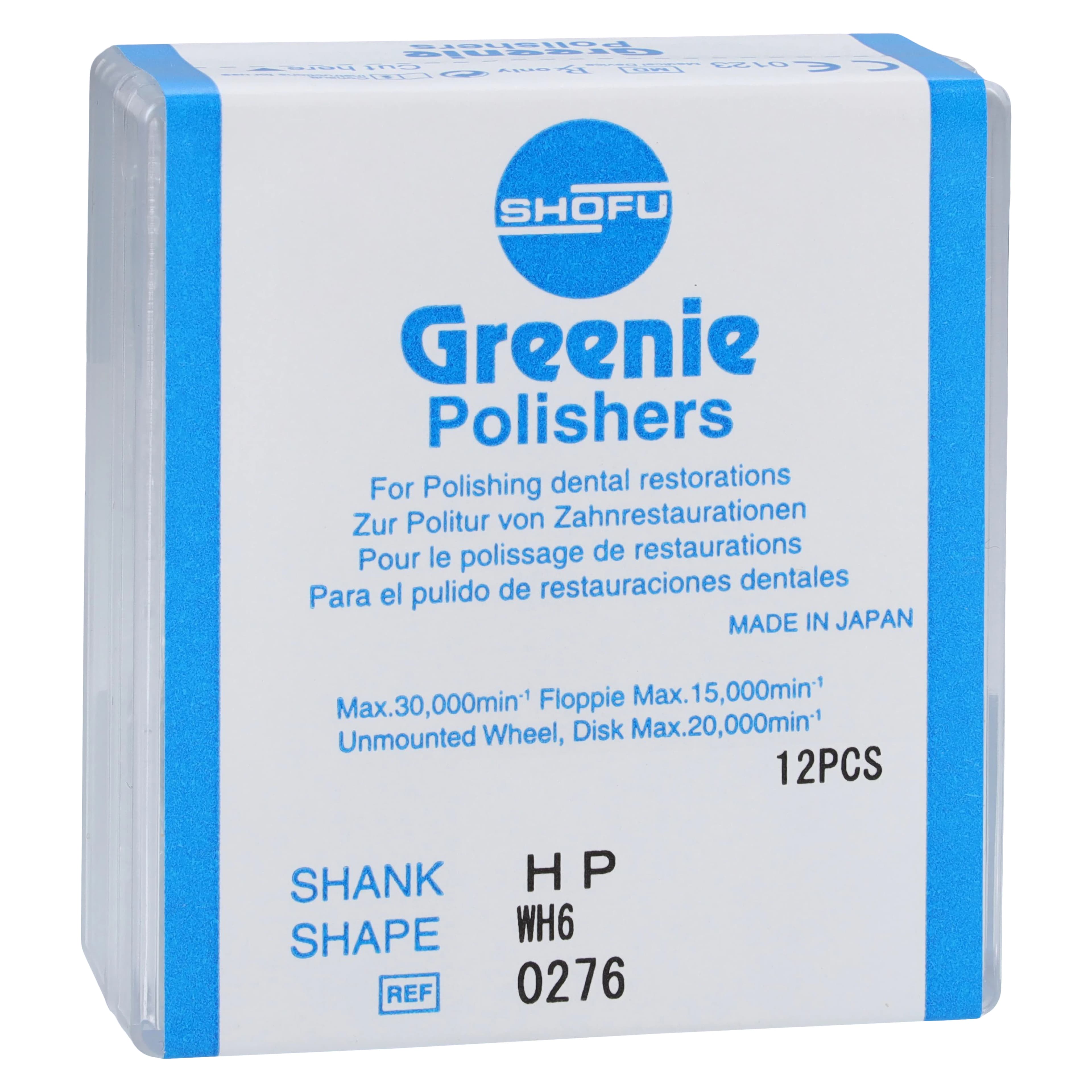 Shofu Greenie Polisher, HP Straight Handpiece, WH6 Wheel, ISO #120, Dark Green, 12/Box, #0276 - Greenie Polishers - HP - WH6 - Image 1