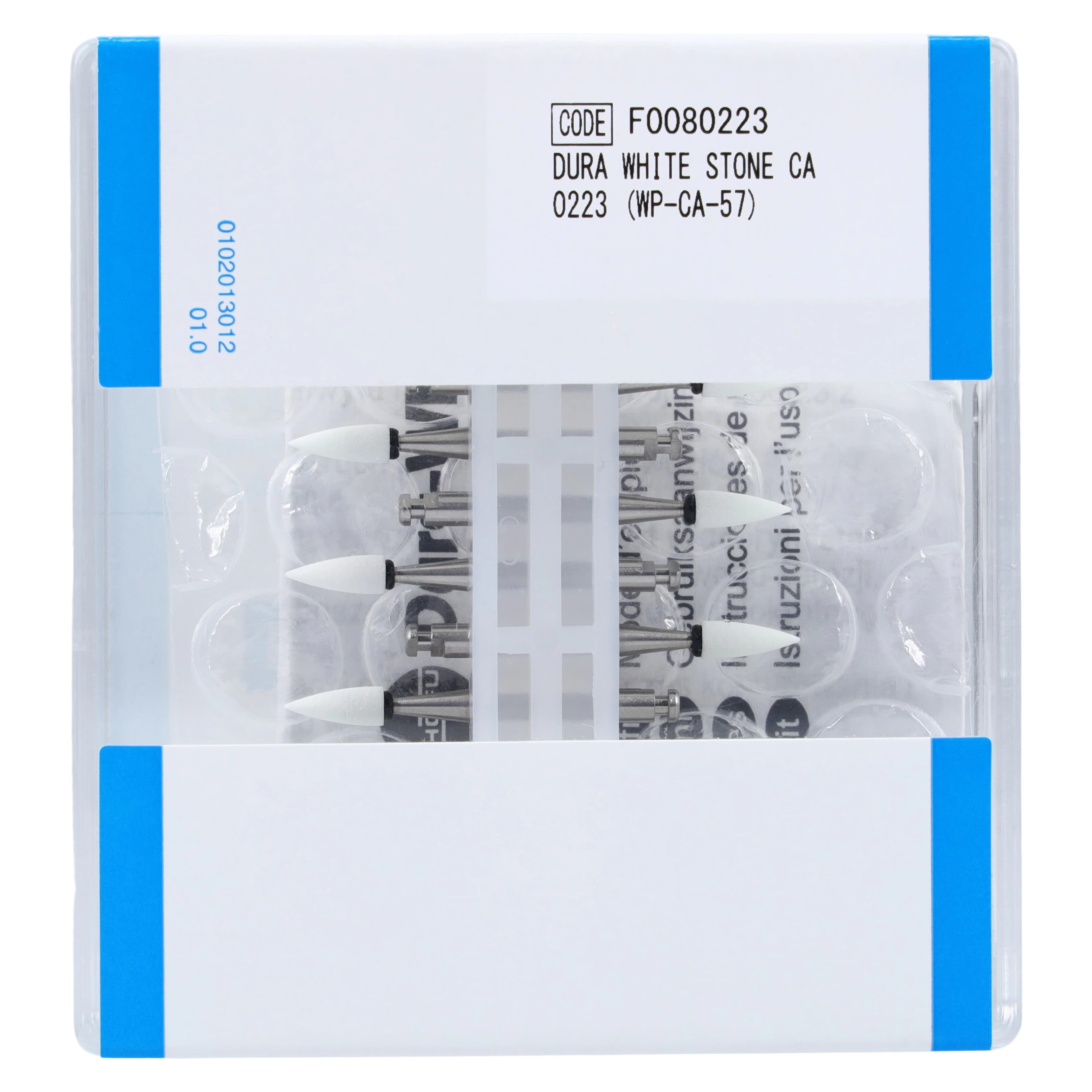 Shofu Dura-White Finishing Stone, FL2 Flame Shape, CA (Contra Angle) Latch-Type, ISO #025, White, 12/Pk, #0223 thumbnail 2