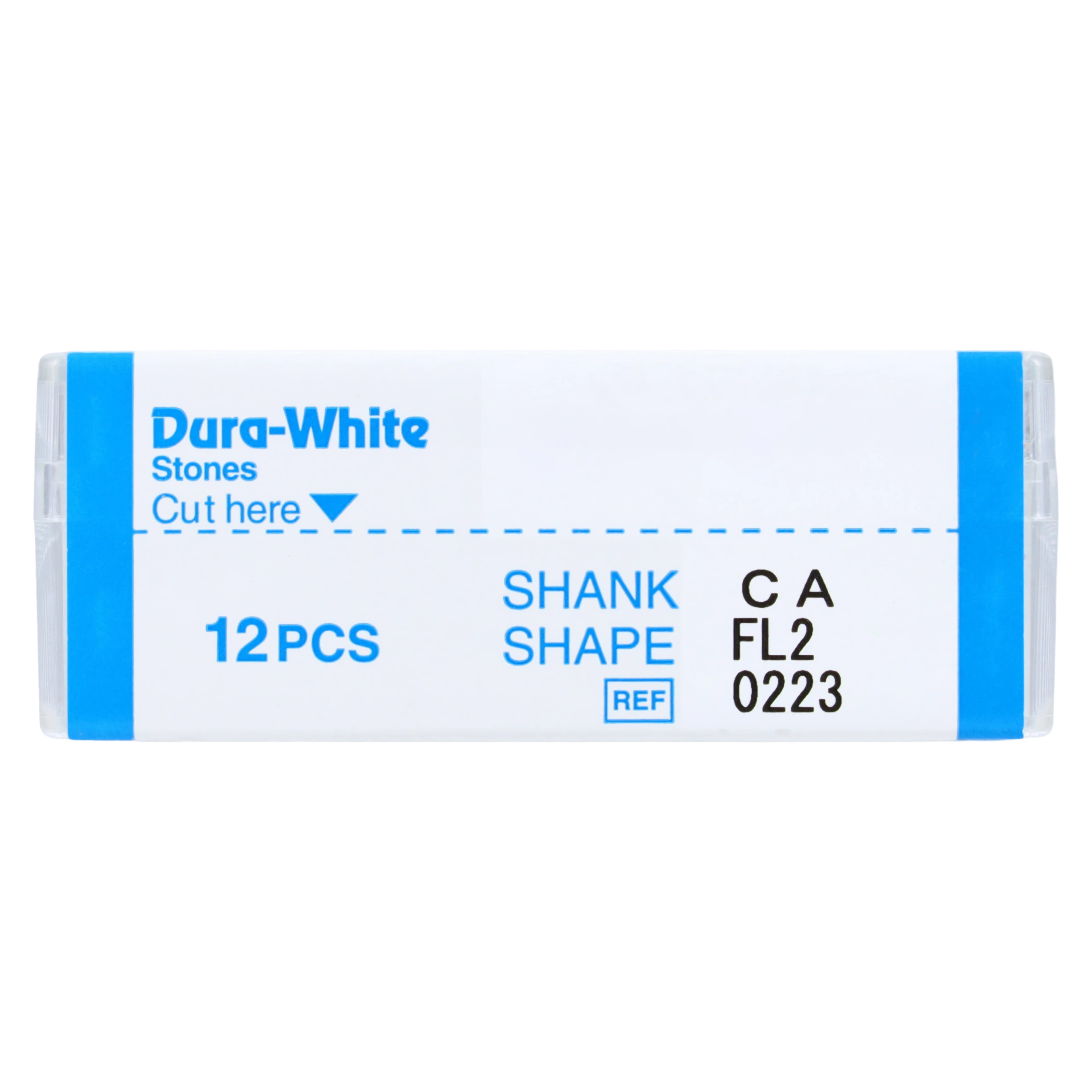 Shofu Dura-White Finishing Stone, FL2 Flame Shape, CA (Contra Angle) Latch-Type, ISO #025, White, 12/Pk, #0223 thumbnail 4