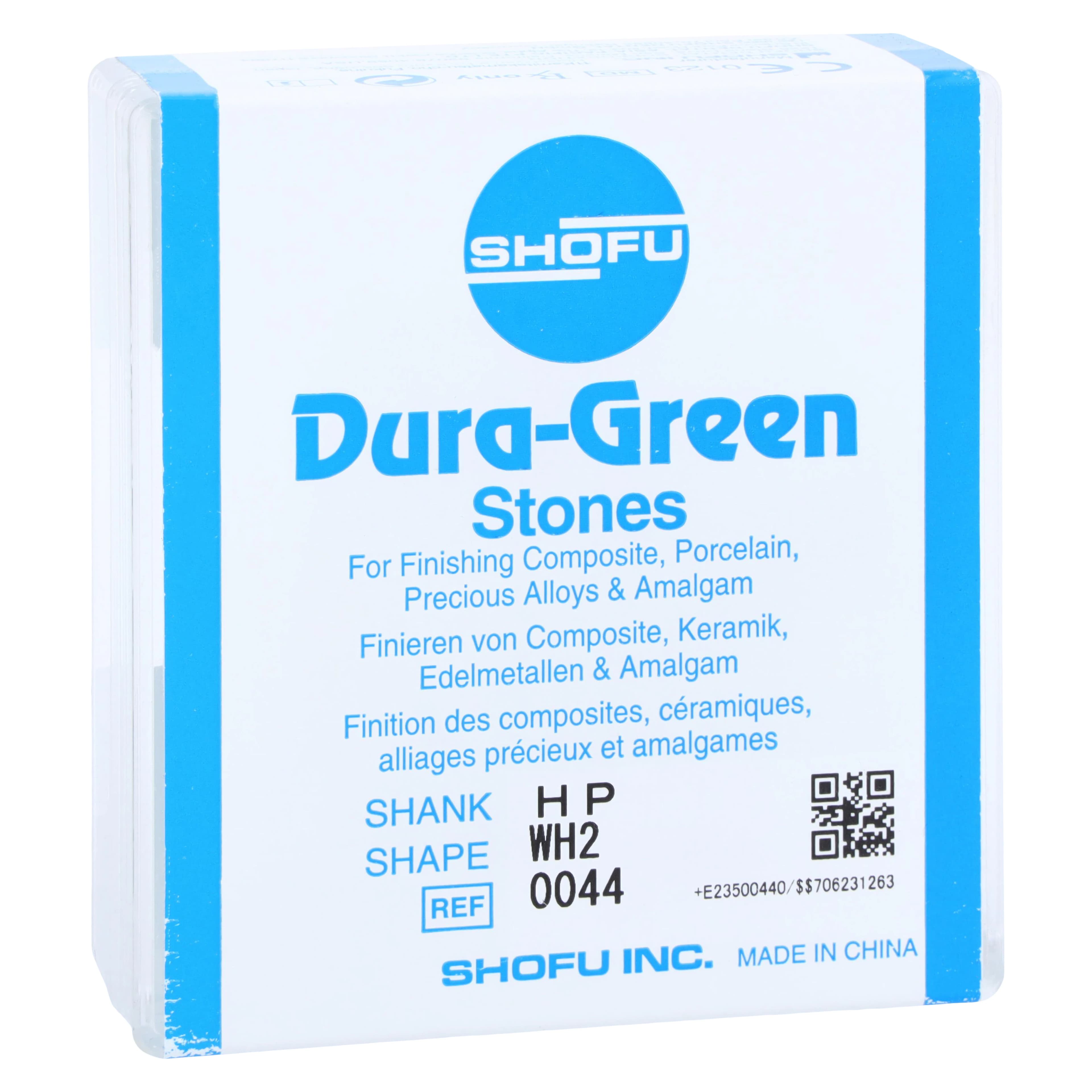 Shofu Dura-Green Silicon Carbide Finishing Stone, HP Straight Handpiece, Wheel Shape WH2, ISO #050, Green, 12/Pk, #0044 - Dura-Green Stones - HP - WH2 - Image 1