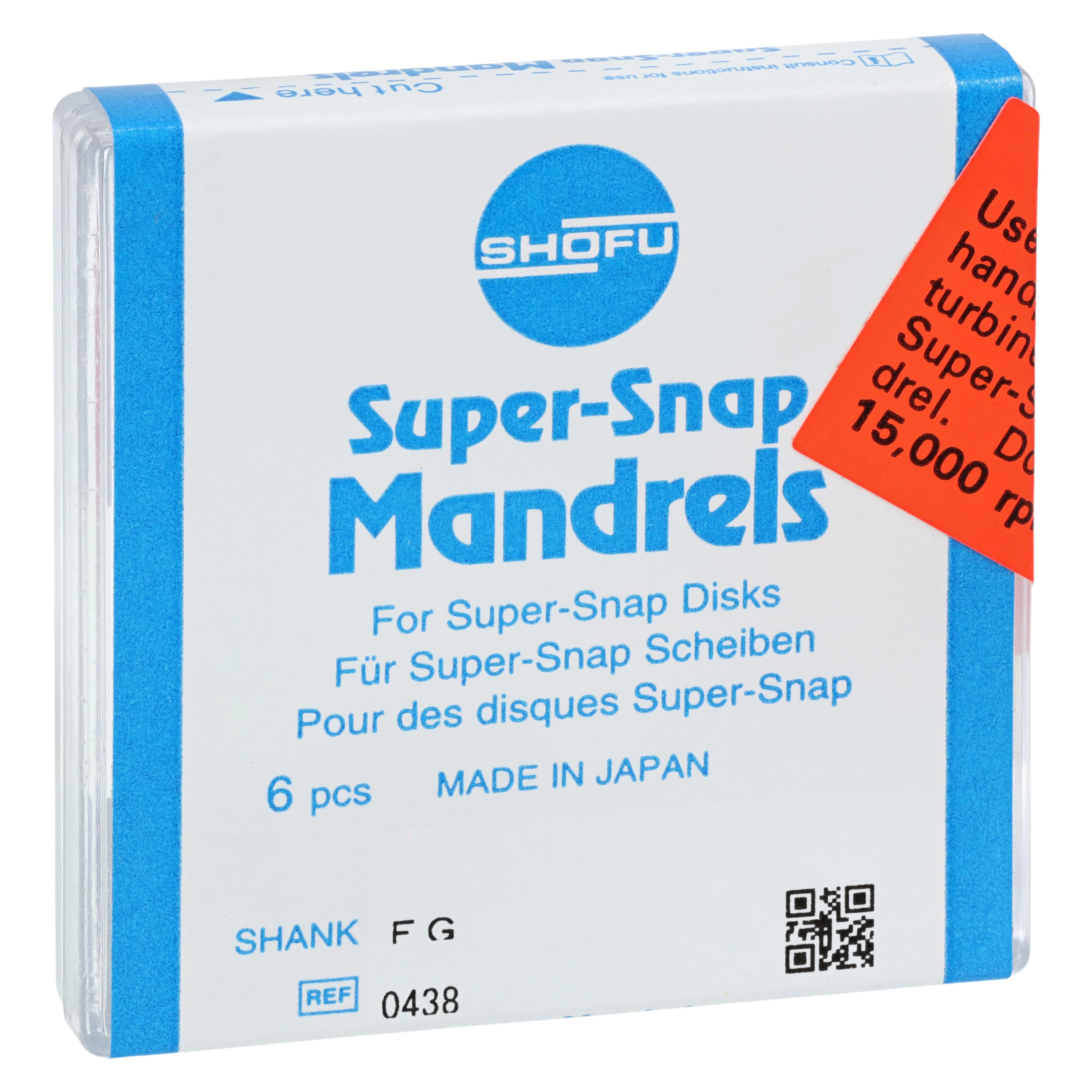 Shofu Super-Snap Disk and Buff Disk Mandrels, FG, Stainless Steel, 6/Pk, 0438 - Super-Snap Disk and Buff Disk Mandrels, FG, Stainless Steel, 6/Pk, 0438 - Image 1