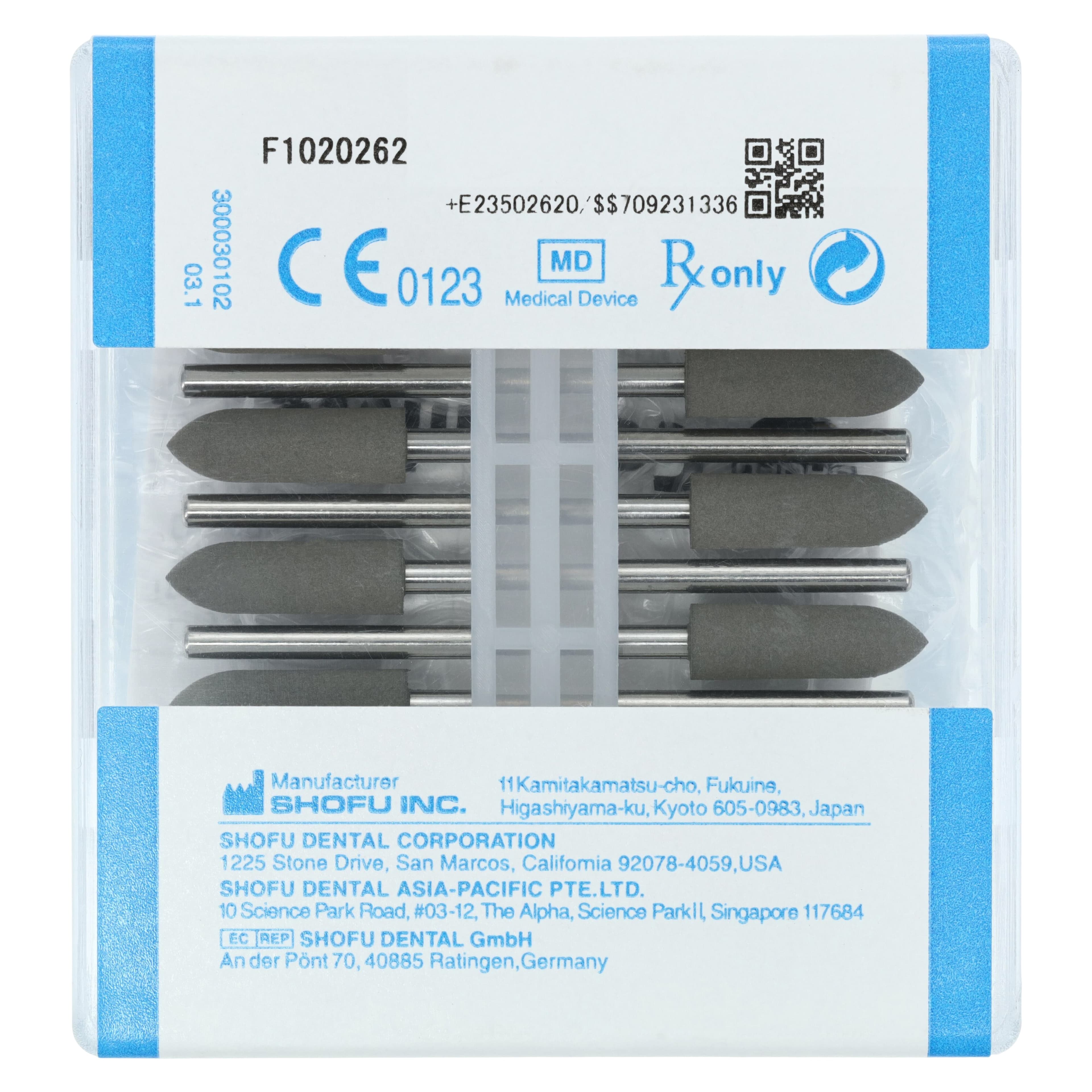 Shofu Ceramiste Standard Polisher, PC2 Pointed Cylinder, #050, HP Shank, Grey, 12/Pk, 0262 thumbnail 2