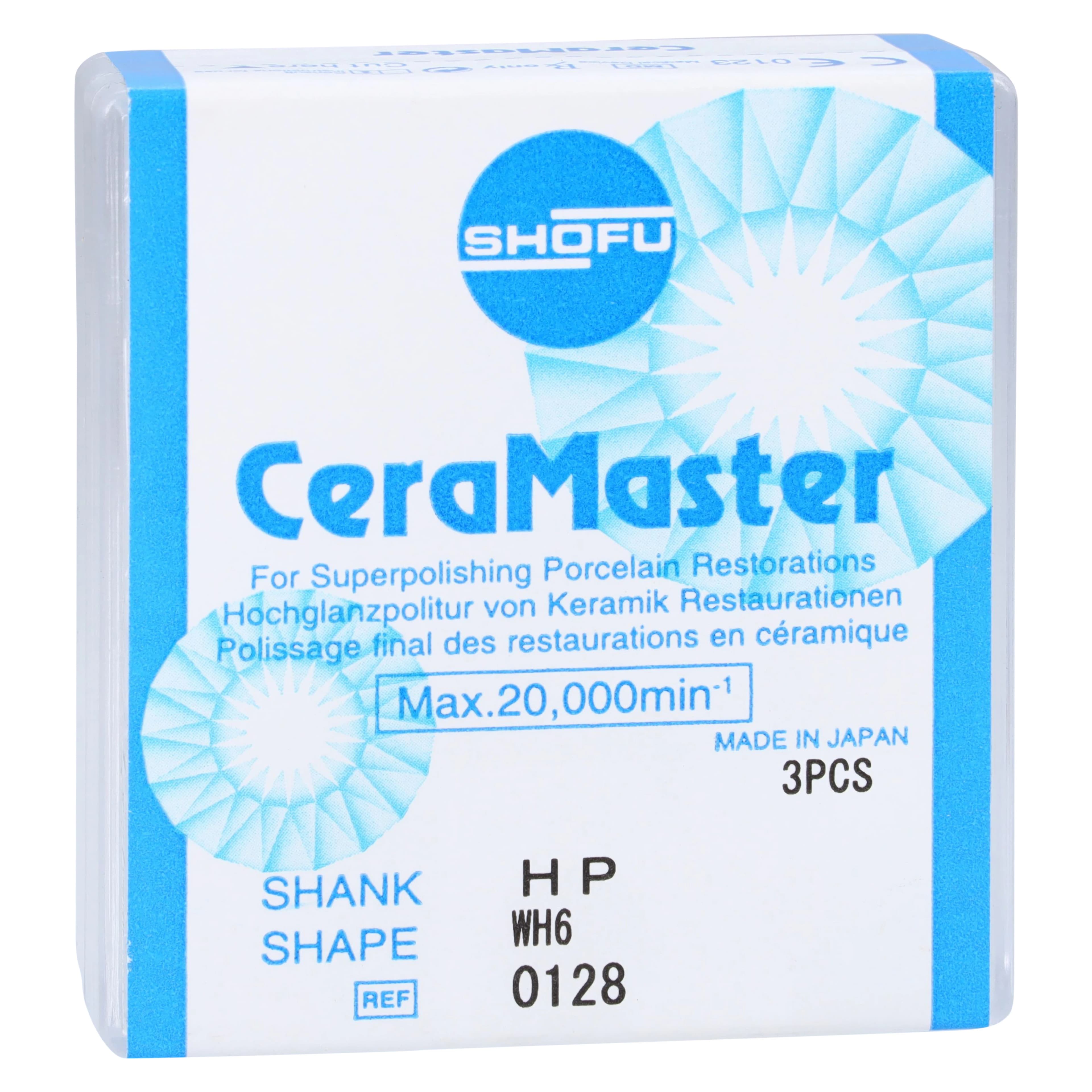 Shofu CeraMaster HP Polishers WH6, Regular Grit, 3/Pkg, #0128 - Ceramaster HP Polishers WH6 3/Bx, 0128 - Image 1
