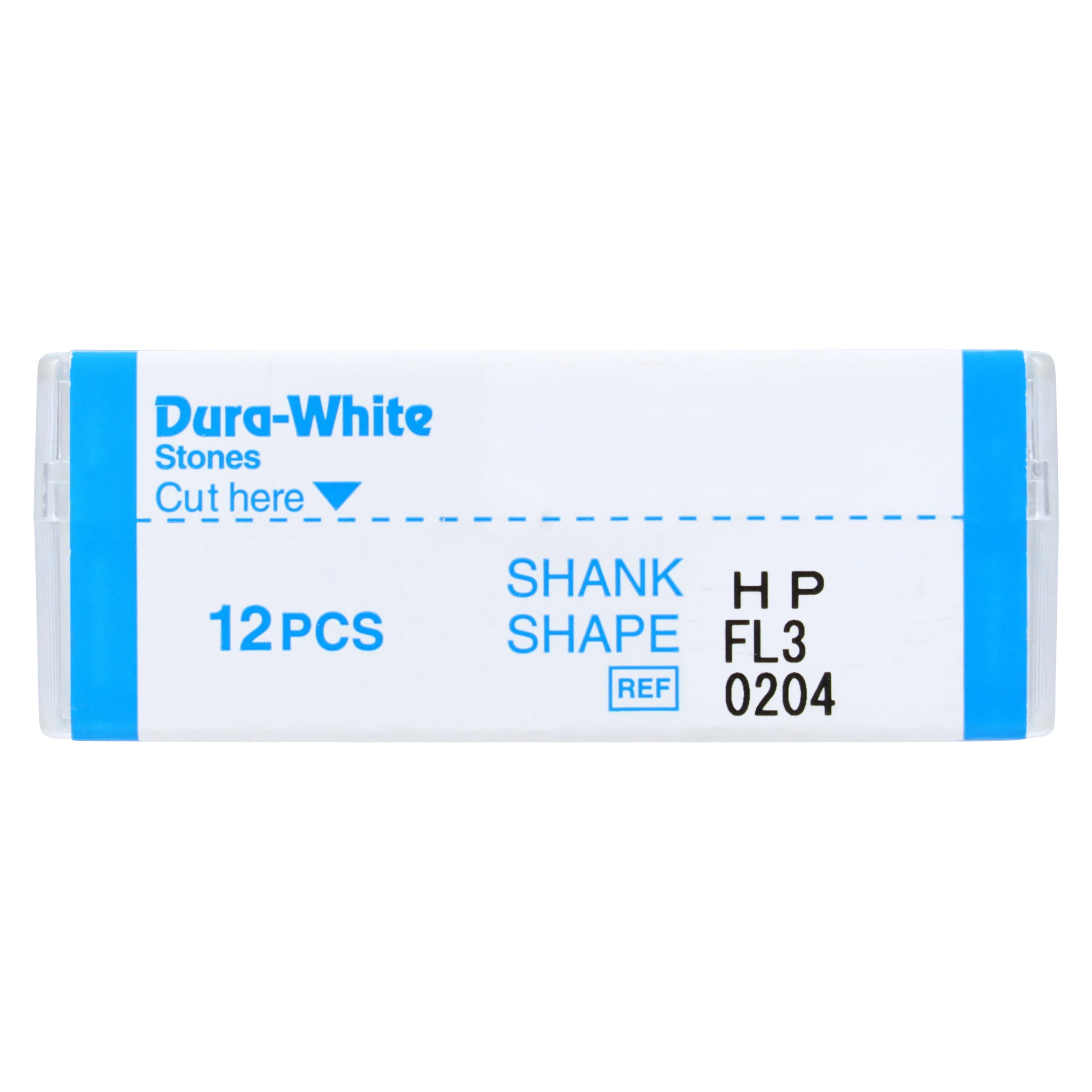 Shofu Dura-White Stones, HP (Straight Handpiece), Flame Shape FL3, ISO #030, Aluminum Oxide, White, 12/Pk, #0204 thumbnail 4