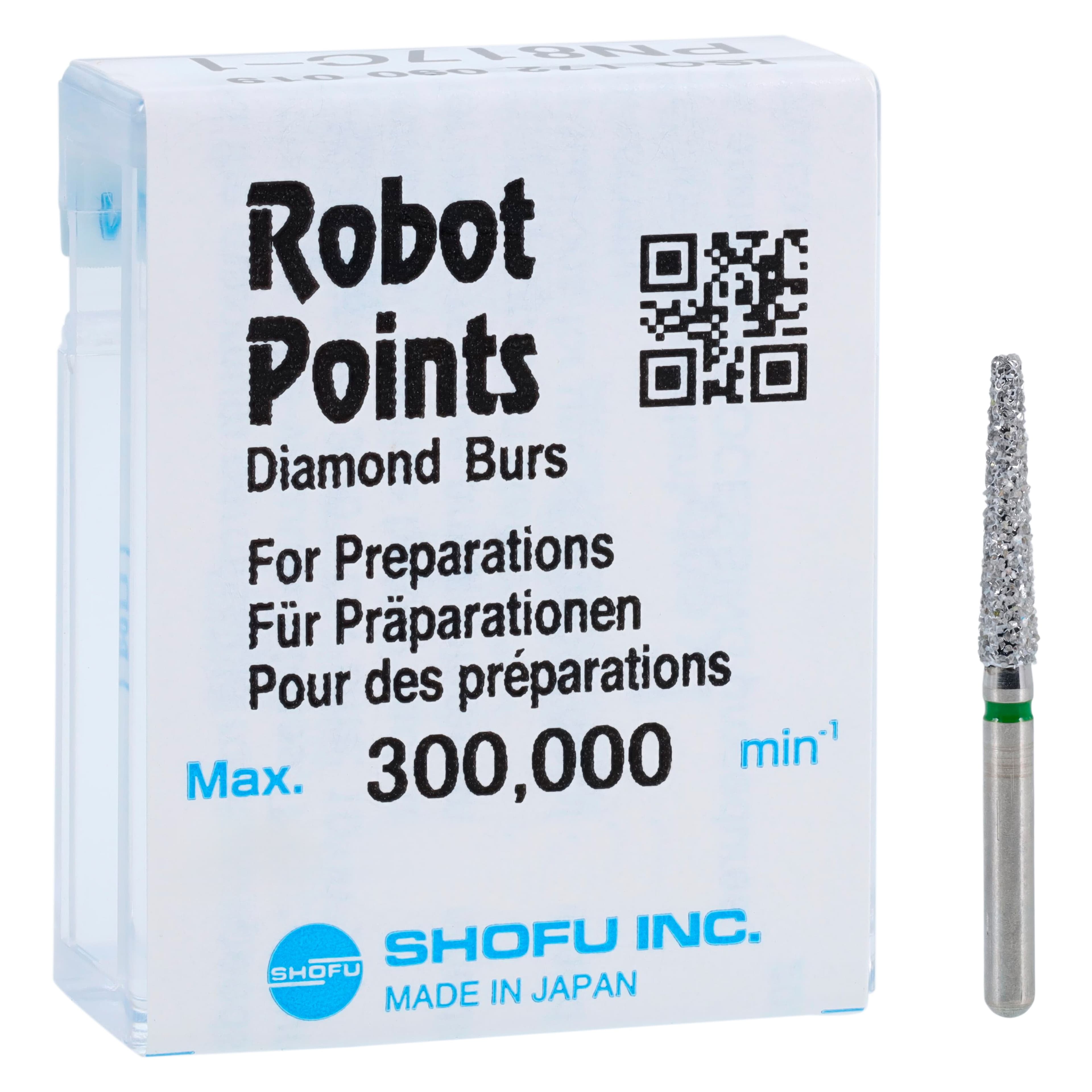 Robot Diamond Points FG, Friction Grip, Coarse, Flat End Cylinder, 9.0 mm, 172-019C, 6/Pk thumbnail 4