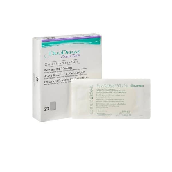 DuoDerm Extra Thin Hydrocolloid Dressing, 2x4", Sterile, Square, Polyurethane Film, Latex-Free - Duoderm Extra Thin - Image 1