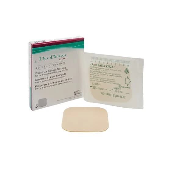 DuoDerm CGF Hydrocolloid Dressing, 4x4" Sterile, No Border, Flesh, 5/Box, #187660 - Duoderm CGF Hydrocol Dress - Image 1