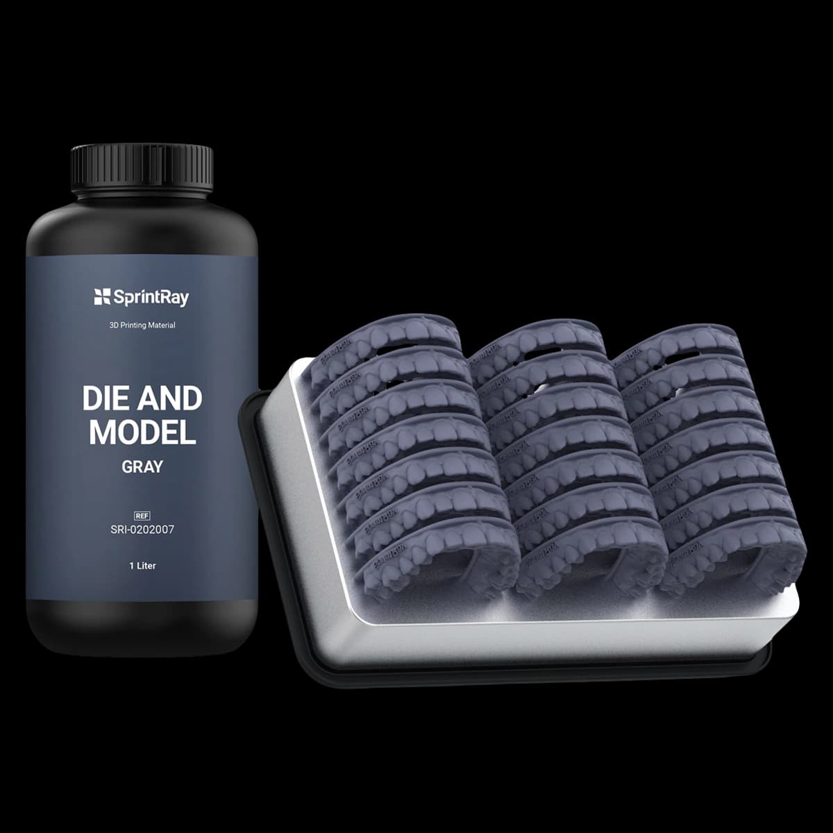 SprintRay Die & Model 2 3D Printing Resin, Gray, 1 kg Bottle - SprintRay Die &amp; Model 2 - Image 1