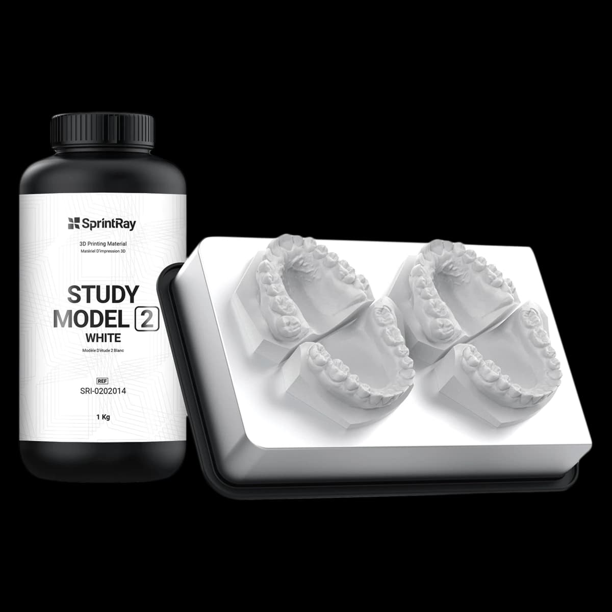 SprintRay Study Model 2 White 3D Printing Resin, 1 kg Bottle - SprintRay Study Model White 2 - Image 1