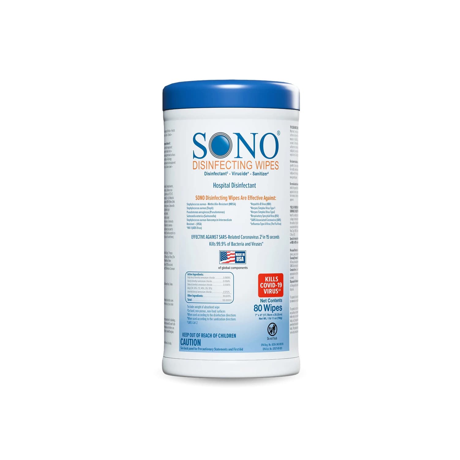 Sono Ultrasound Disinfecting Wipes, Large, 6/Case - Sono Ultrasound Disinfecting - Image 1