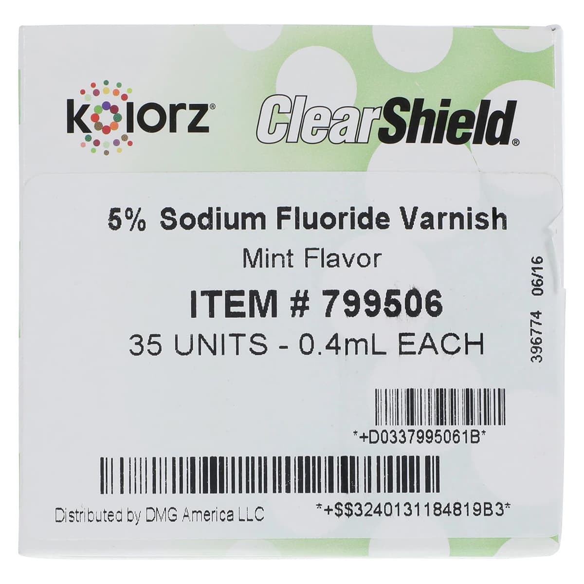 Kolorz ClearShield Fluoride Varnish, 5% NaF, Mint, 0.4 mL Unit Dose, 35/Pk, 799506 thumbnail 4