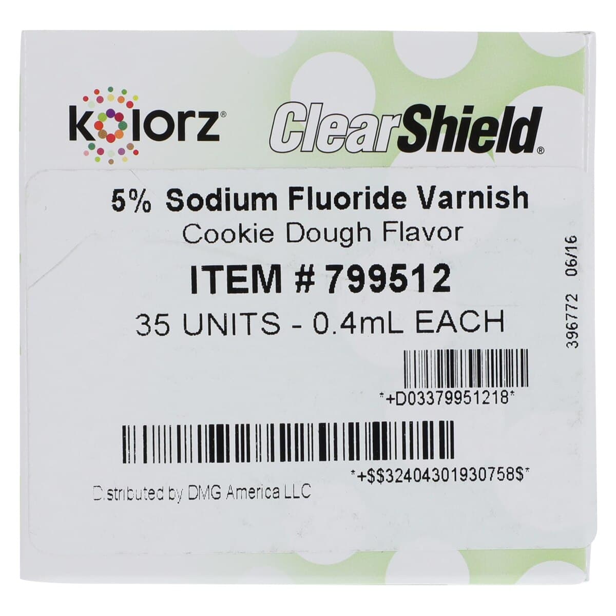 Kolorz ClearShield 5% Sodium Fluoride Varnish, Cookie Dough Flavor, 0.4 mL Unit Dose, 35/Box, #799512 thumbnail 4