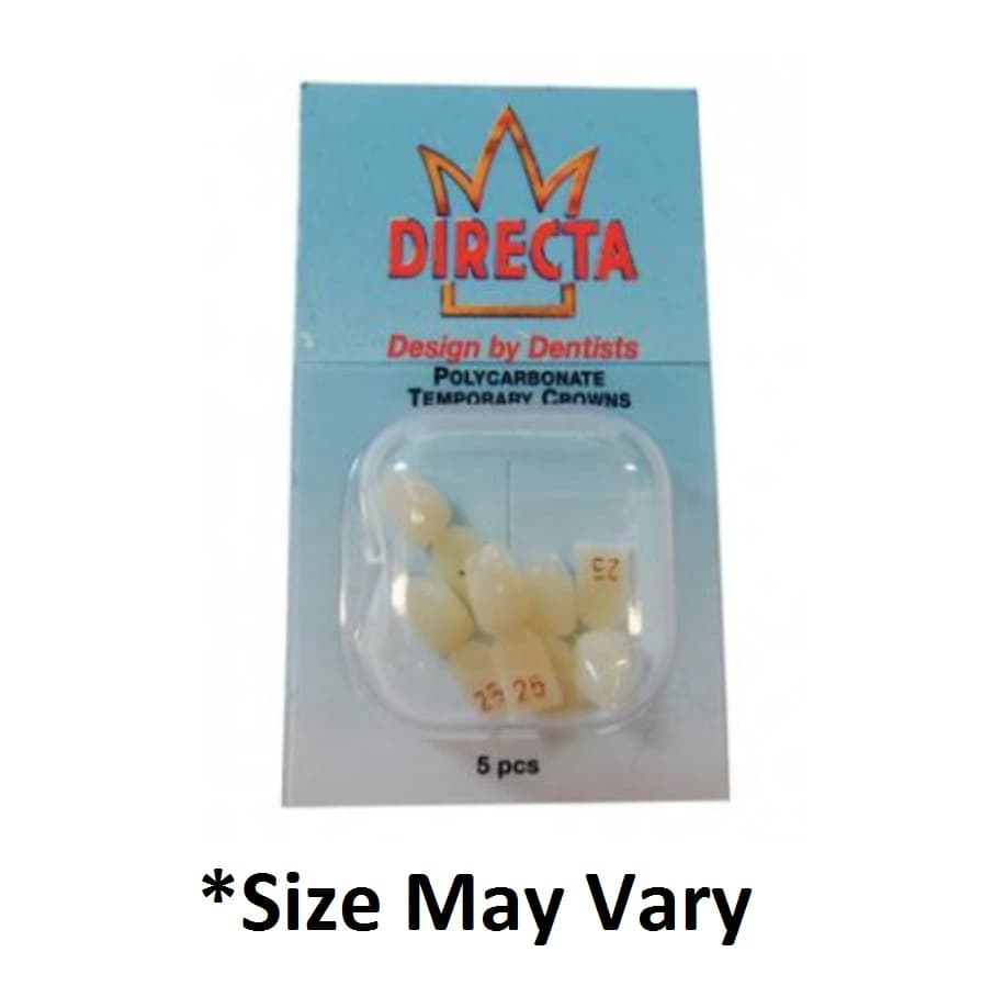 Directa Polycarbonate Temporary Crown Refill, #24 Upper Lateral Incisor Right, Translucent, 5/Pkg - #24 Upper Lateral Incisor Right Polycarb Crown (5) - Image 1
