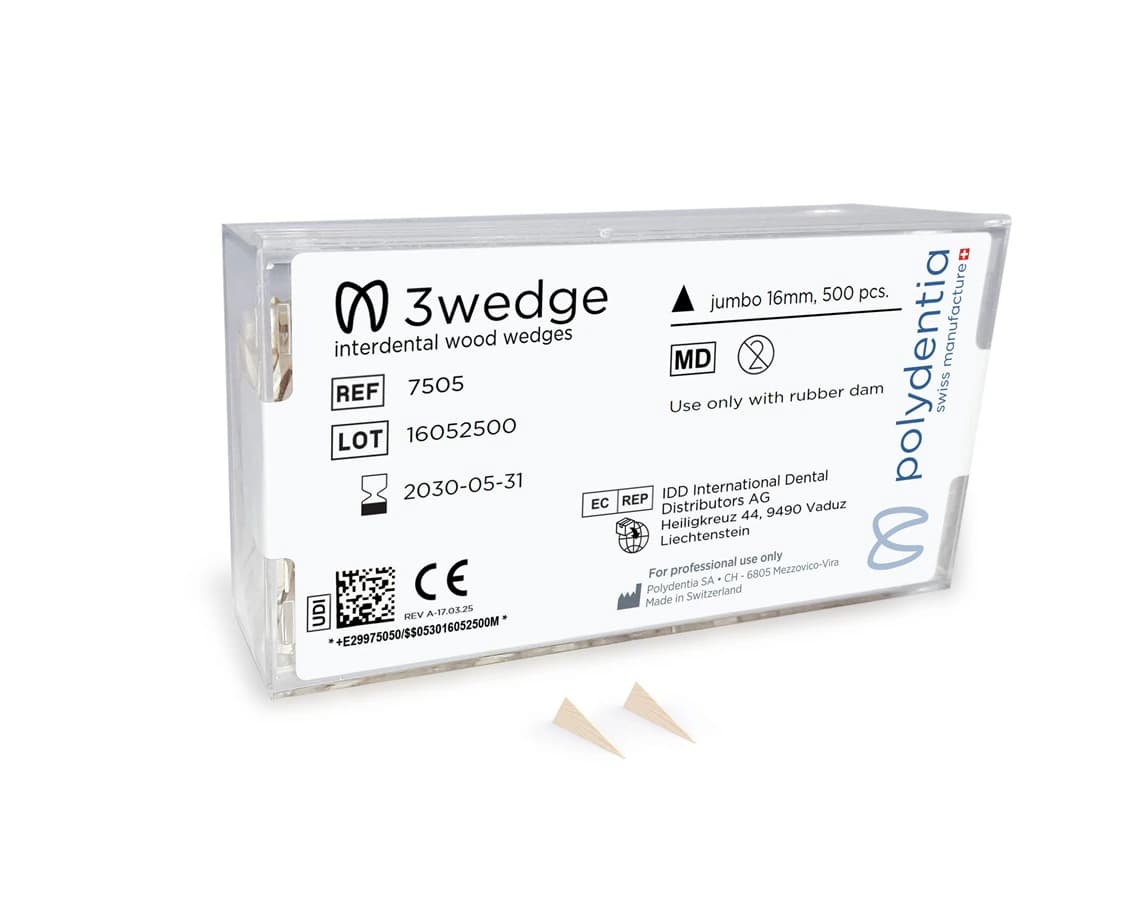 Polydentia 3wedge Interdental Wooden Wedges, Jumbo, 16mm/0.63", Birchwood, 500/Bx, 7505 - Polydentia 3wedge Size (Jumbo) 16mm/0.63" WB (500) - Image 1