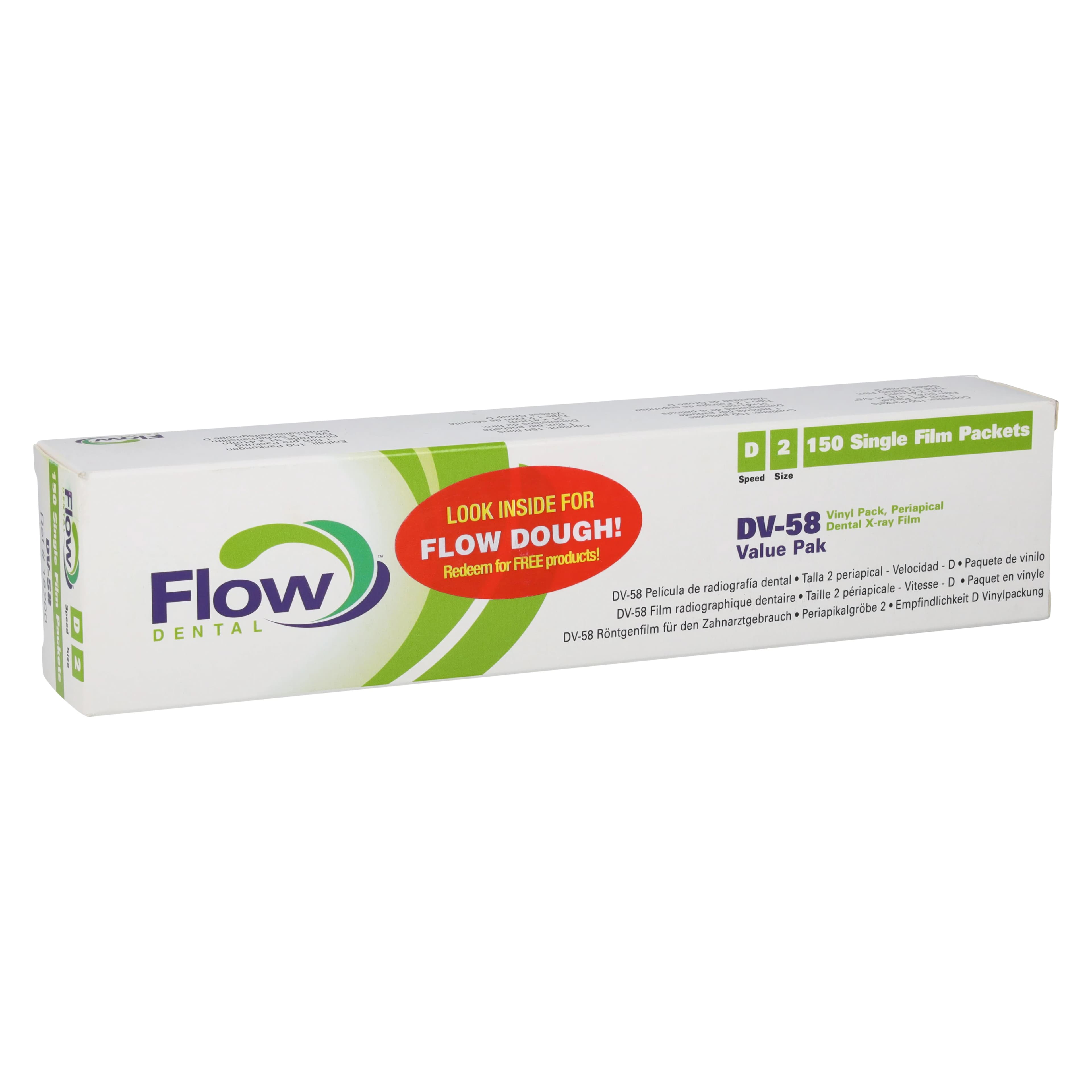Flow Intraoral X-Ray Film DV-58, D-Speed, Adult Size 2, 150/Box - X-Ray Film-D DV-58 1Pk - Image 1