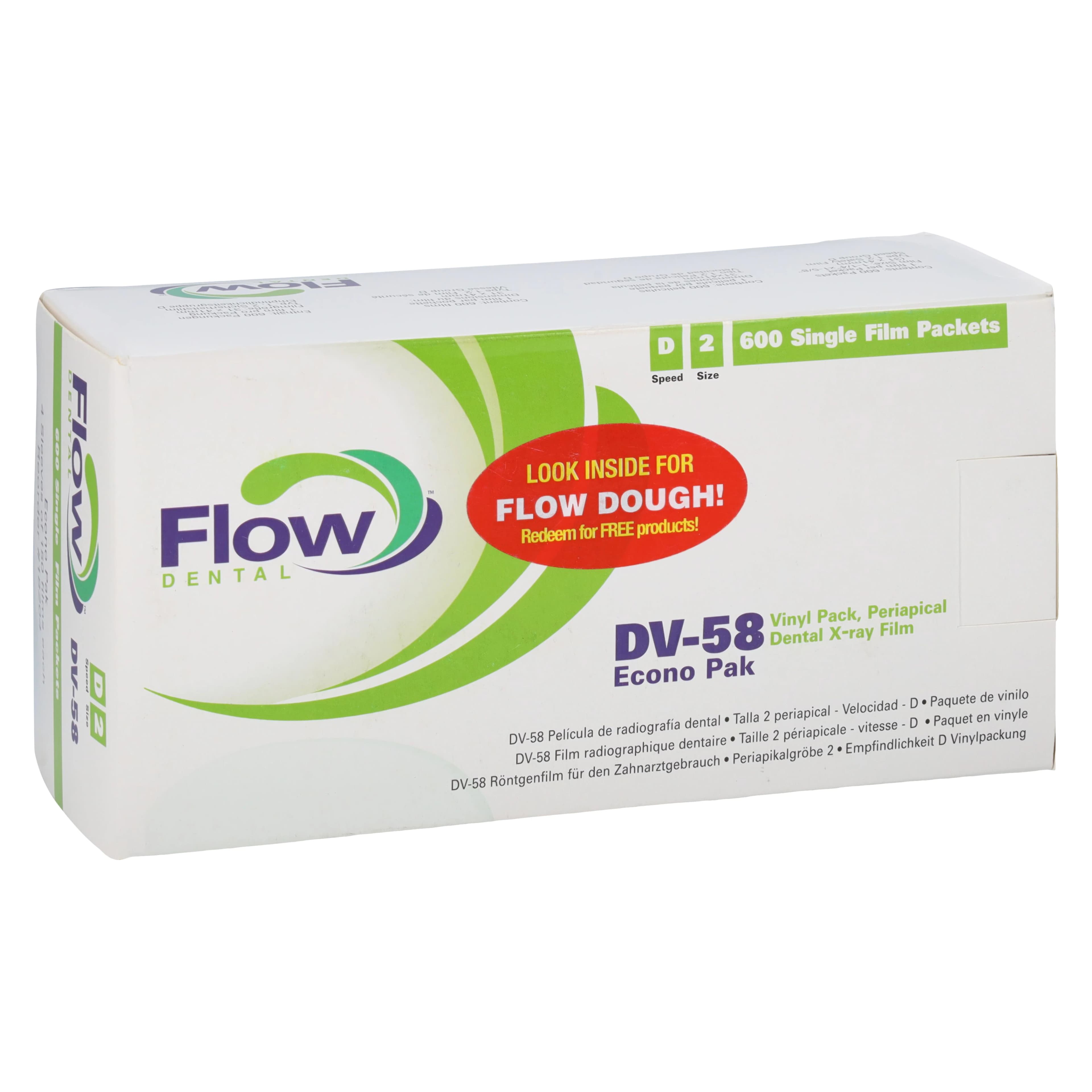 Flow Silver D DV-58 Intraoral Dental X-Ray Film, Size 2 (Adult), D-Speed, Econo Pack, 600/Pk, 18204 - Flow Silver D DV-58 Film Econo Pack, # 2, 600/Pk, 18204 - Image 1