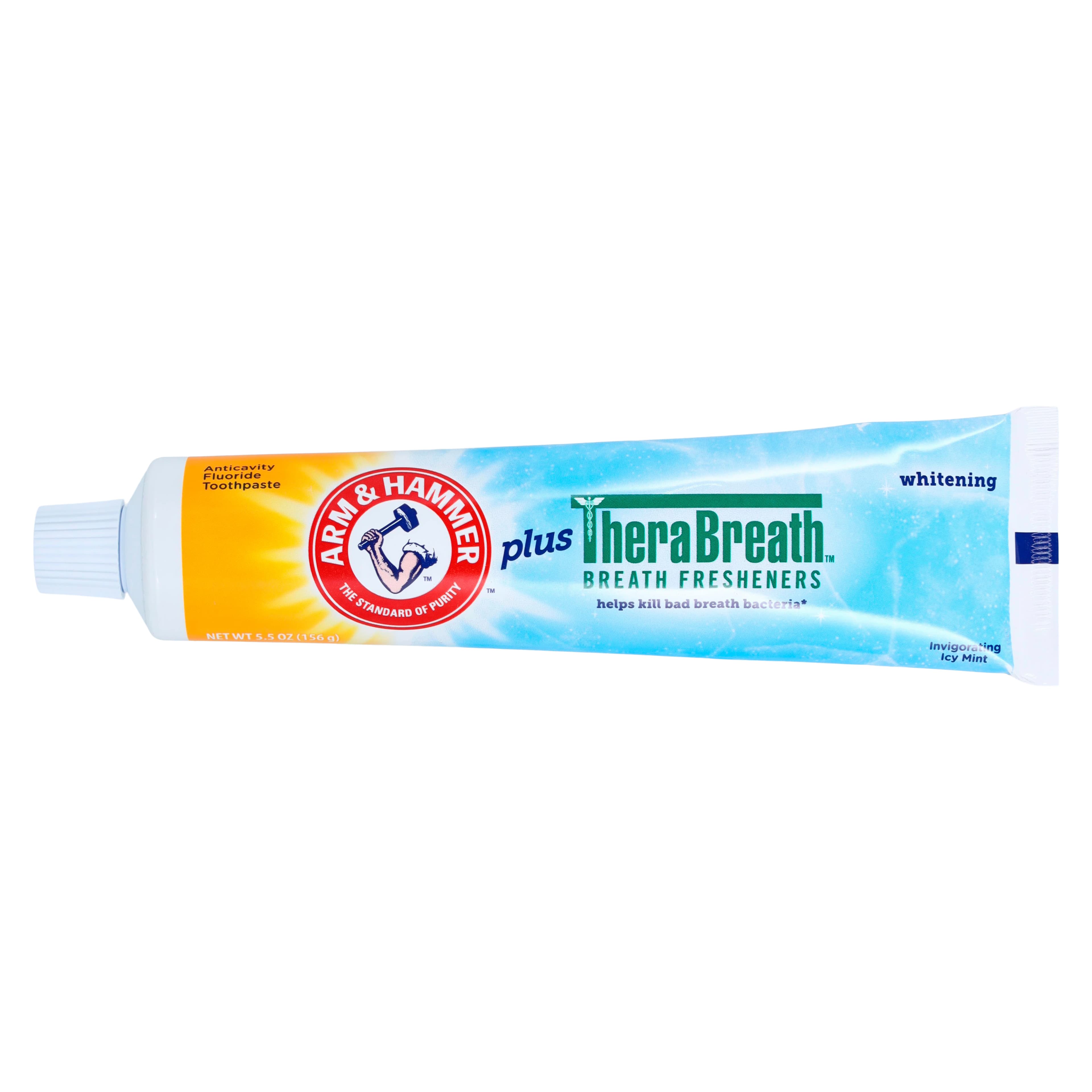 Arm & Hammer plus TheraBreath Whitening Toothpaste, 6+ Years, Icy Mint, Fluoride, 5.5 oz, 12/Ca thumbnail 3