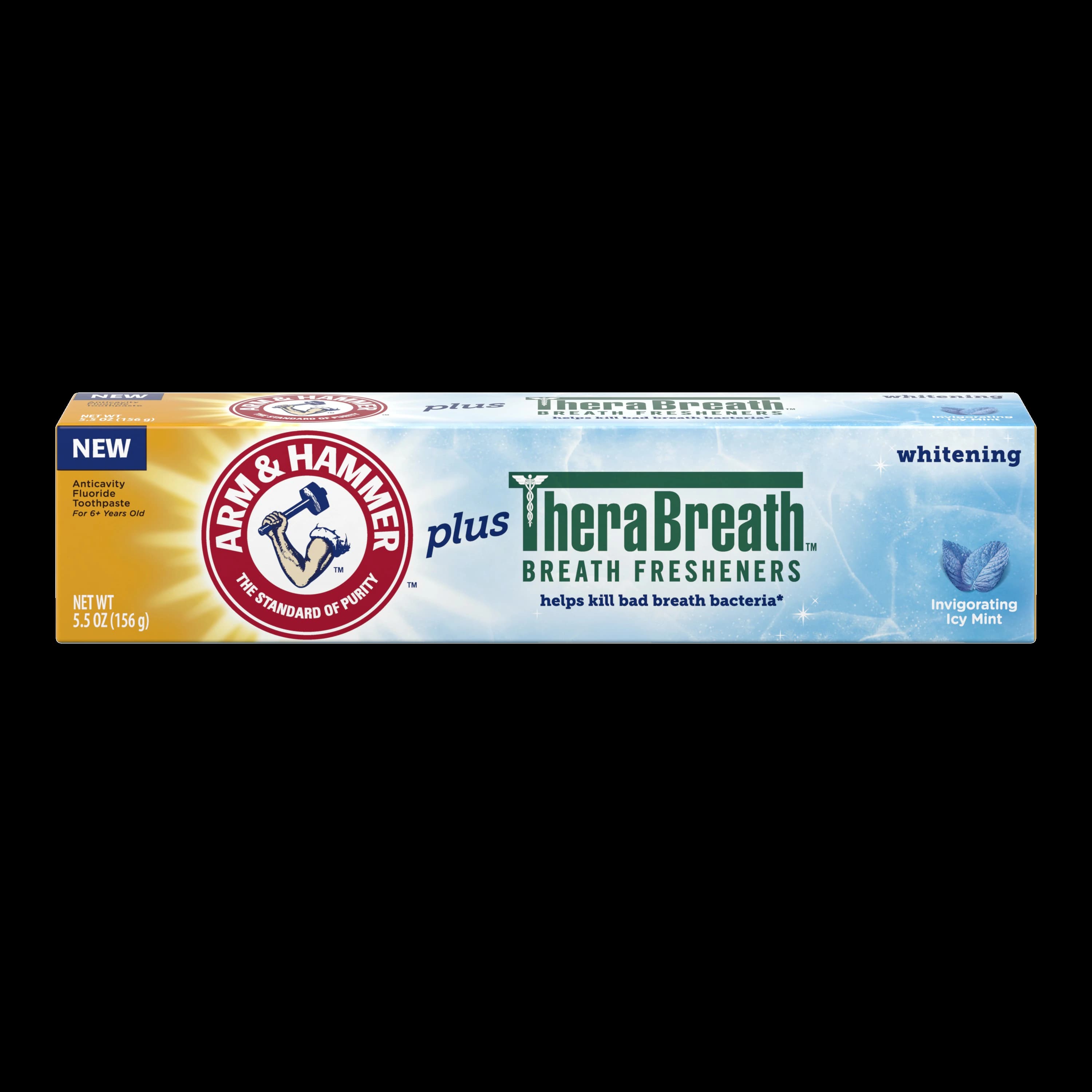 Arm & Hammer plus TheraBreath Whitening Toothpaste, 6+ Years, Icy Mint, Fluoride, 5.5 oz, 12/Ca thumbnail 2