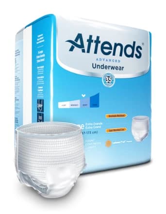 Attends Briefs Pull-On XL, Unisex Adult, 58-68", White, Super Plus Absorbency, 4x14/Ca - Attends Briefs Pull-On XL - Image 1